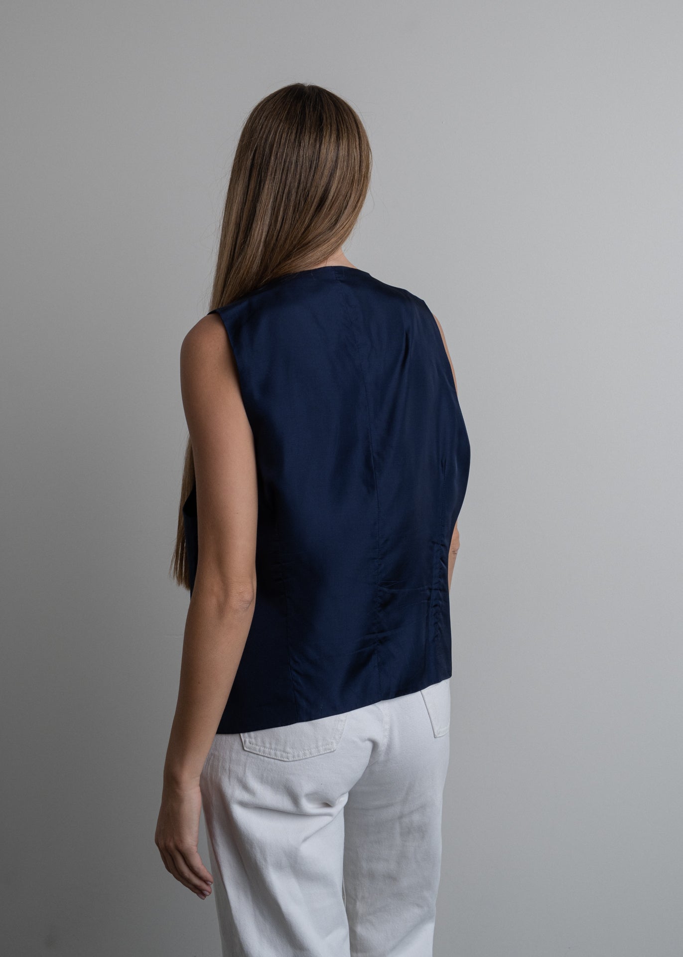 Vintage Navy Blue Oversized Vest