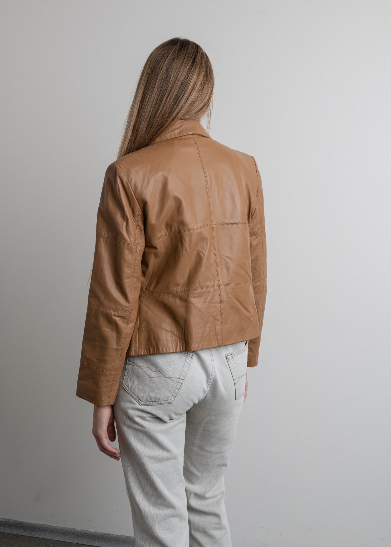 Vintage Brown Cropped Leather Jacket