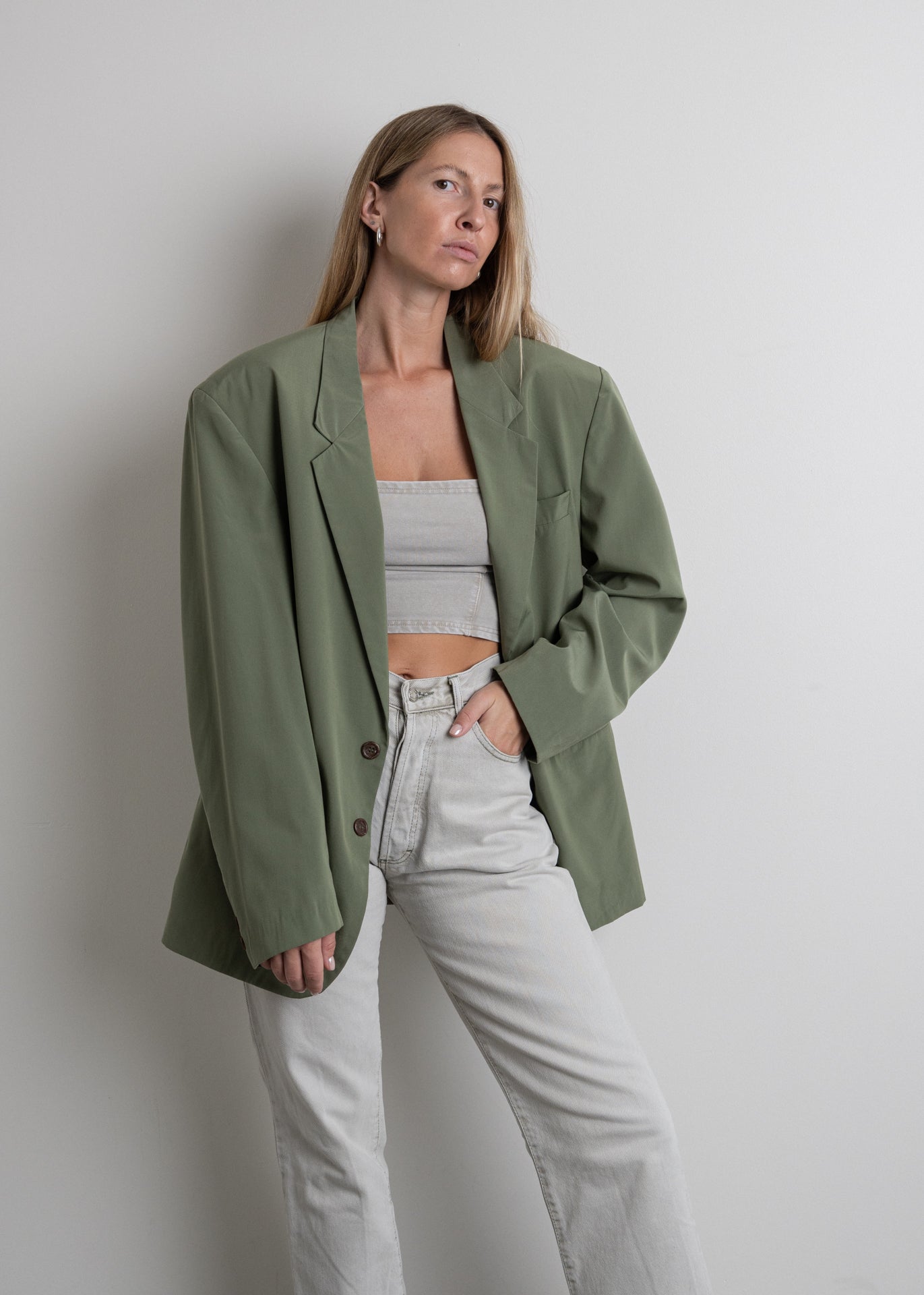 Vintage Green Oversized  Light Weight Blazer