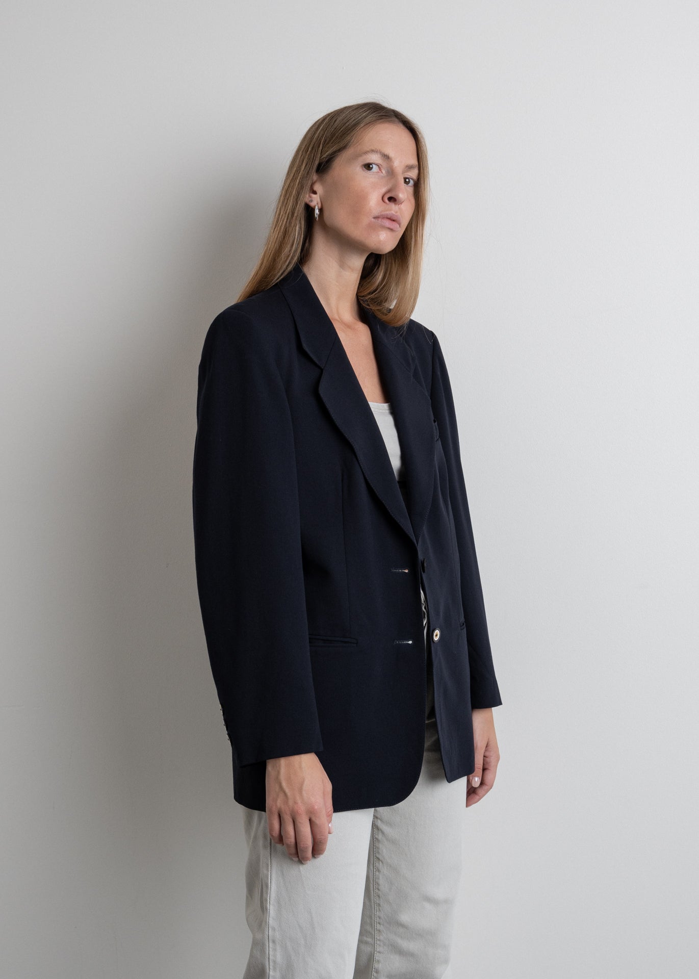 Vintage Navy Blue Oversized Blazer