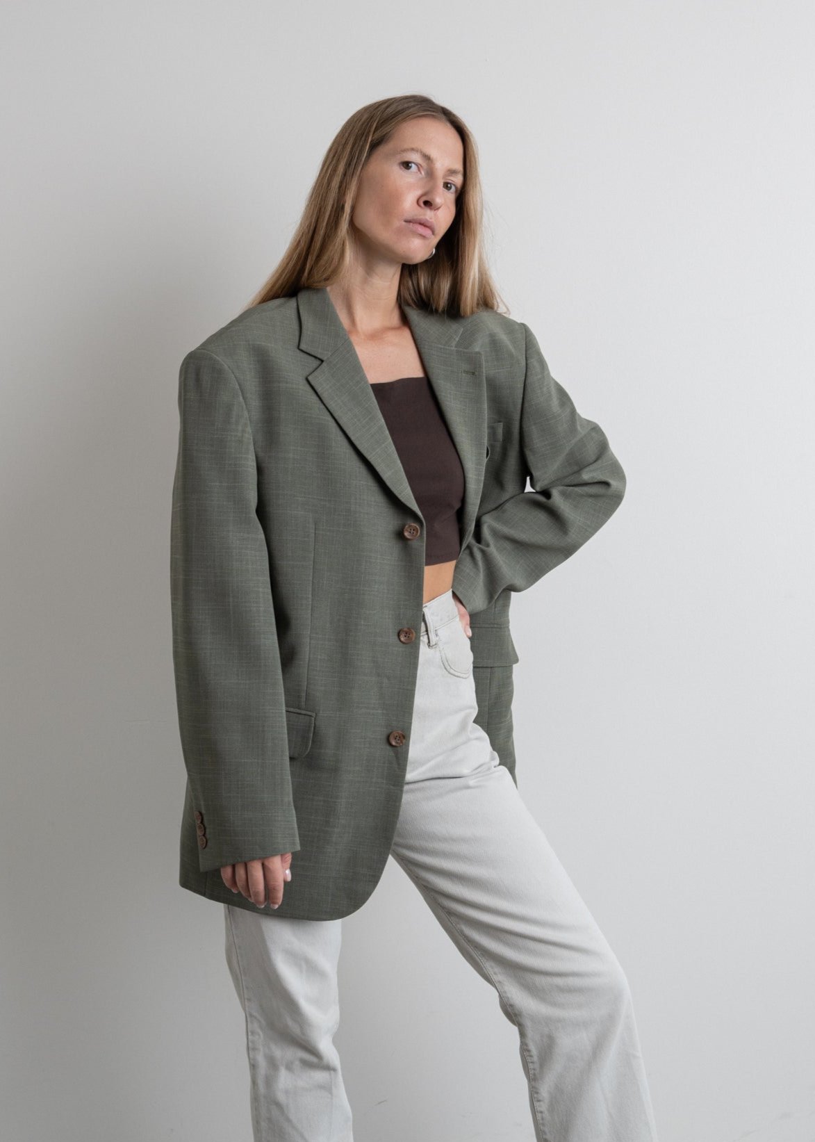 Vintage Grey Oversized Blazer