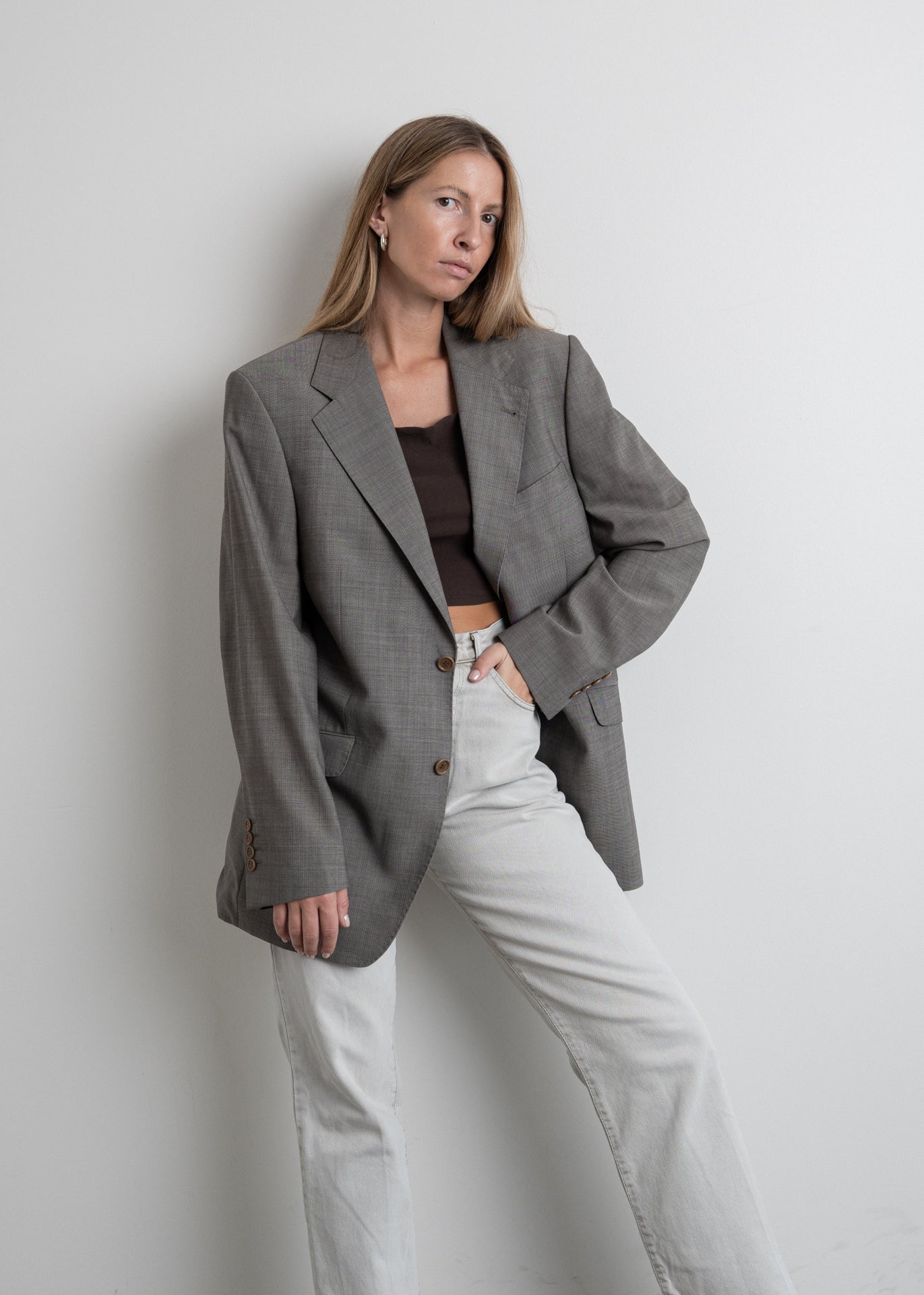 Vintage Grey Oversized Blazer