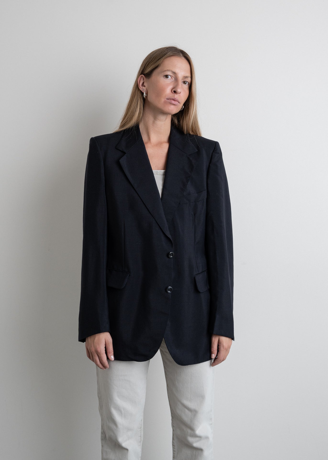 Vintage Navy Blue Oversized Blazer