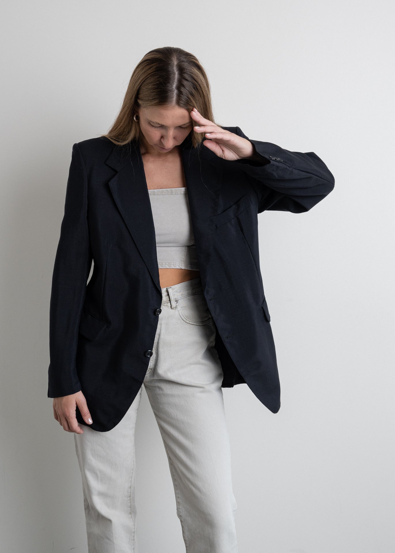 Vintage Navy Blue Oversized Blazer