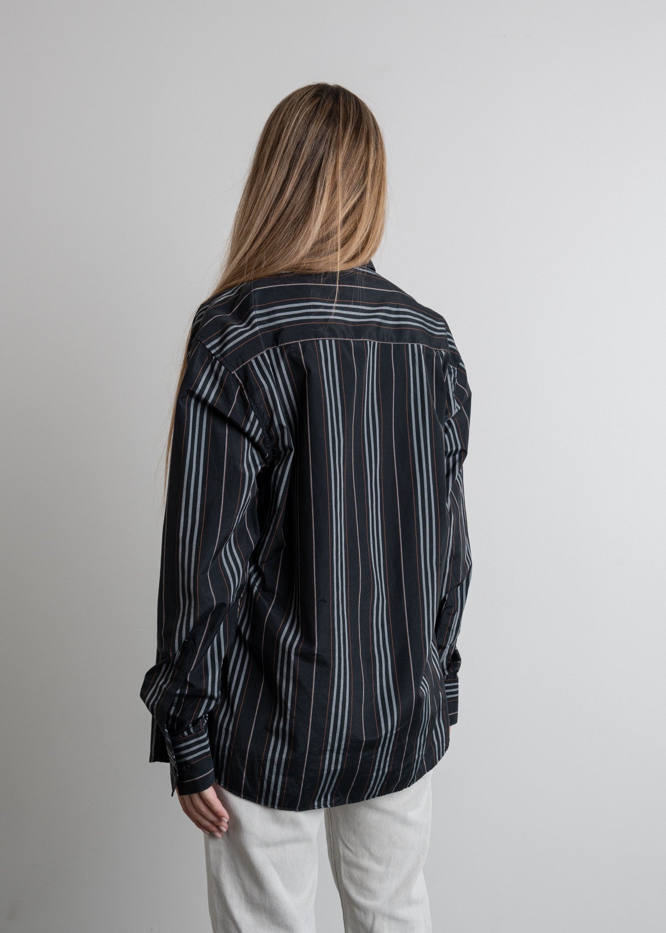 Vintage Black Stripy Oversized Shirt