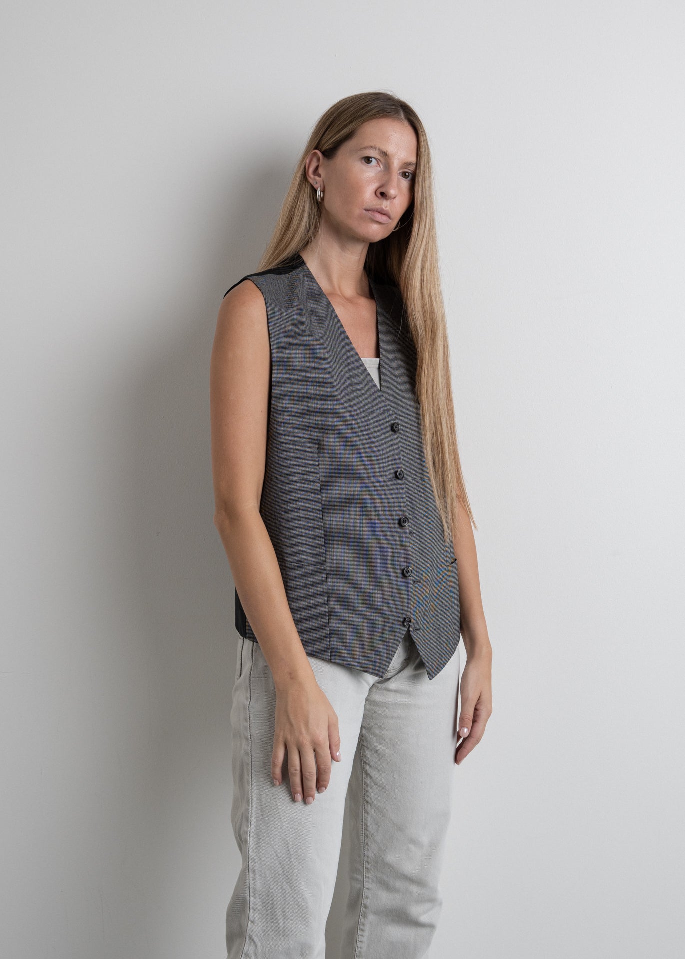 Vintage Grey Oversized Elegant Vest