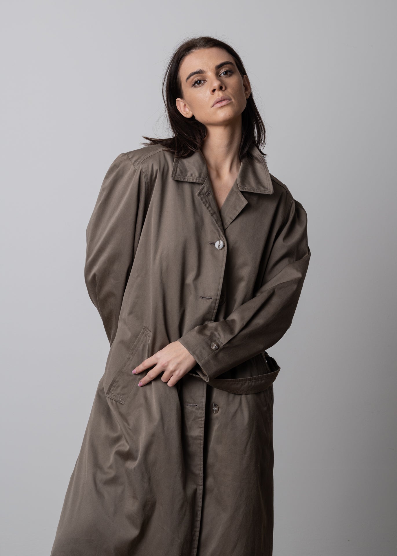 Vintage Brown Oversized Rain Coat