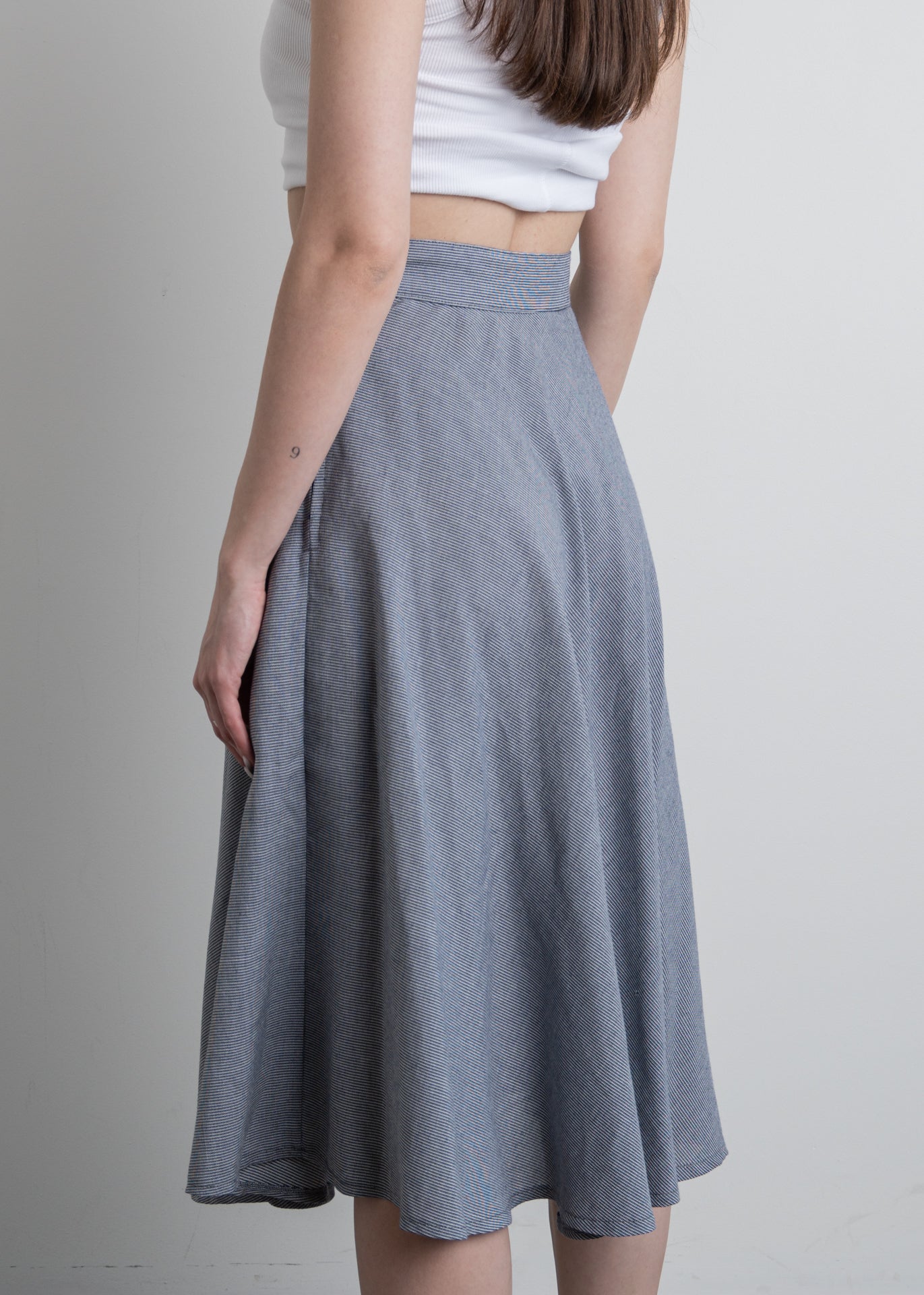 Vintage Blue Light Weight A-Line Midi Skirt