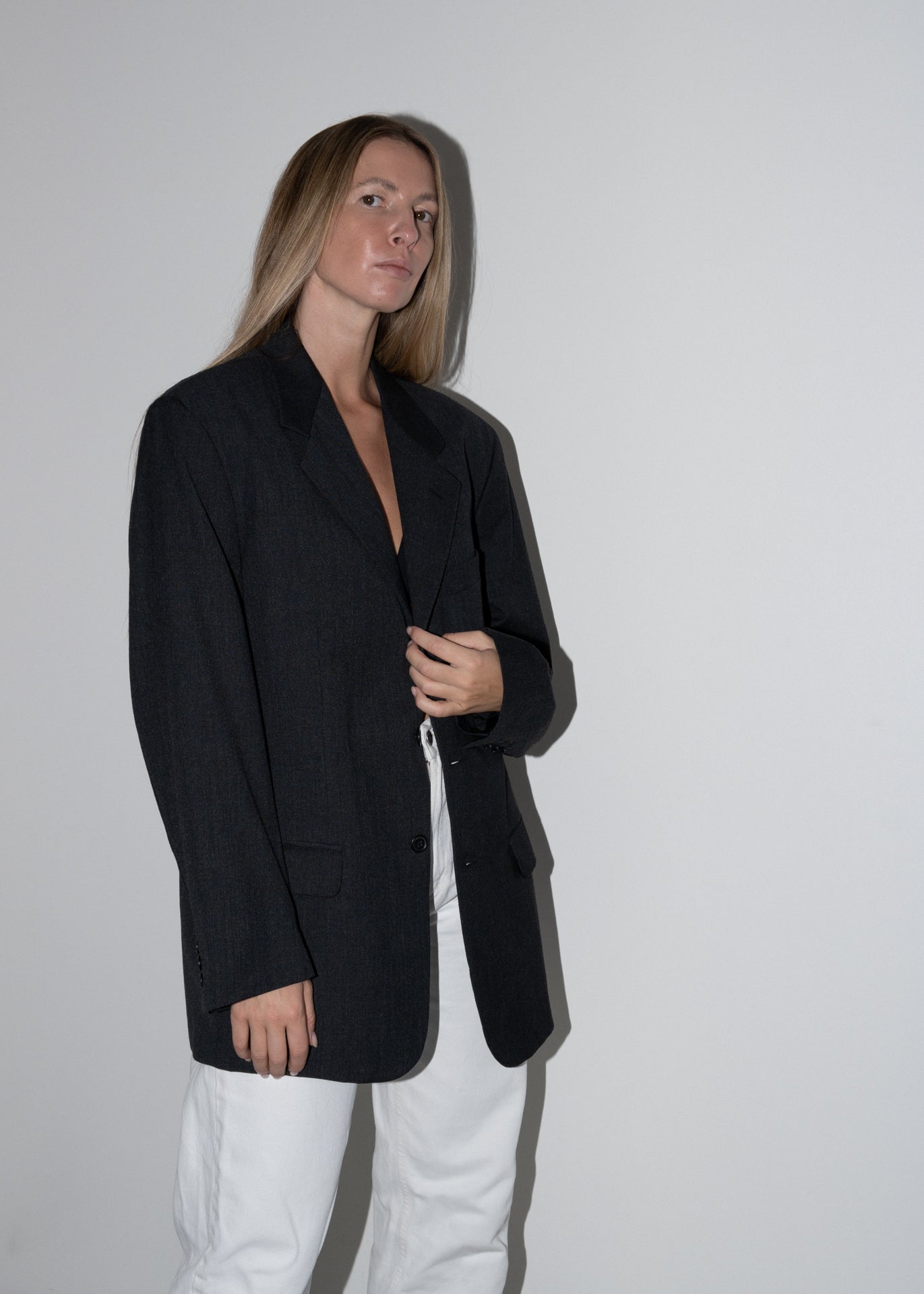 Vintage Dark Grey Oversized Blazer