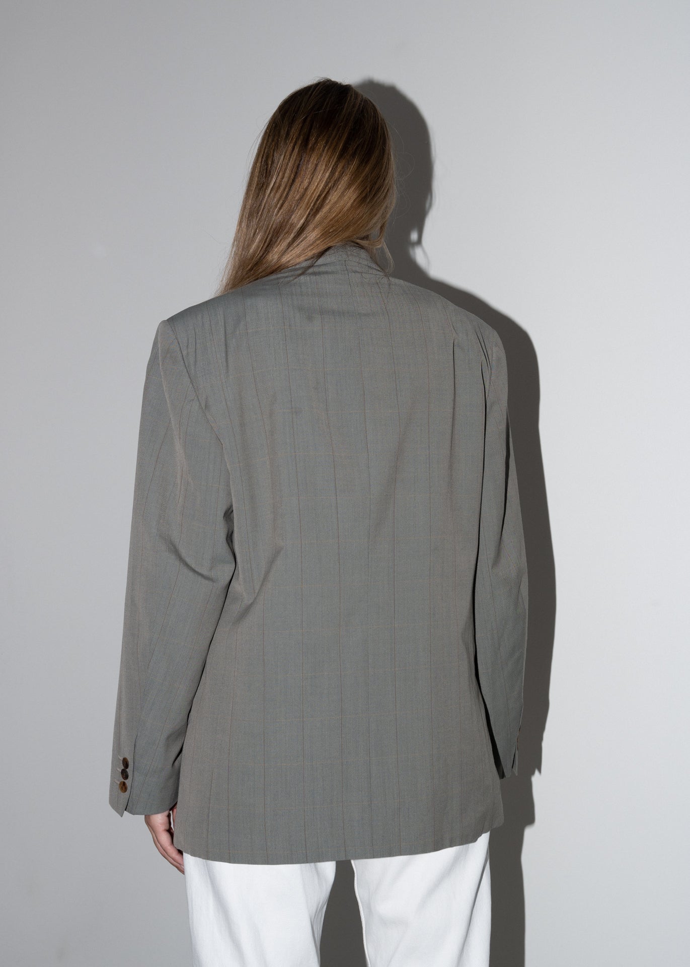 Vintage Oversized Double Breasted Blazer in Grey & Blue Tones