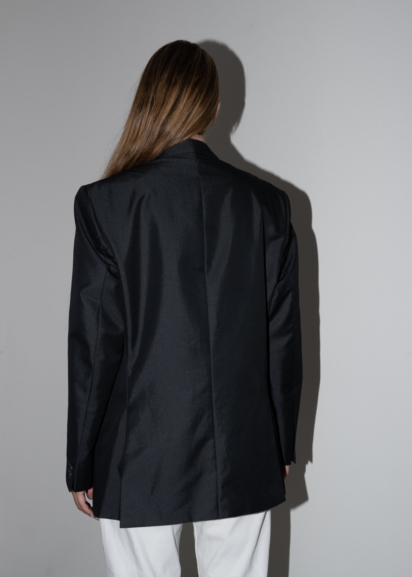 Vintage Dark Grey Shiny Oversized Blazer