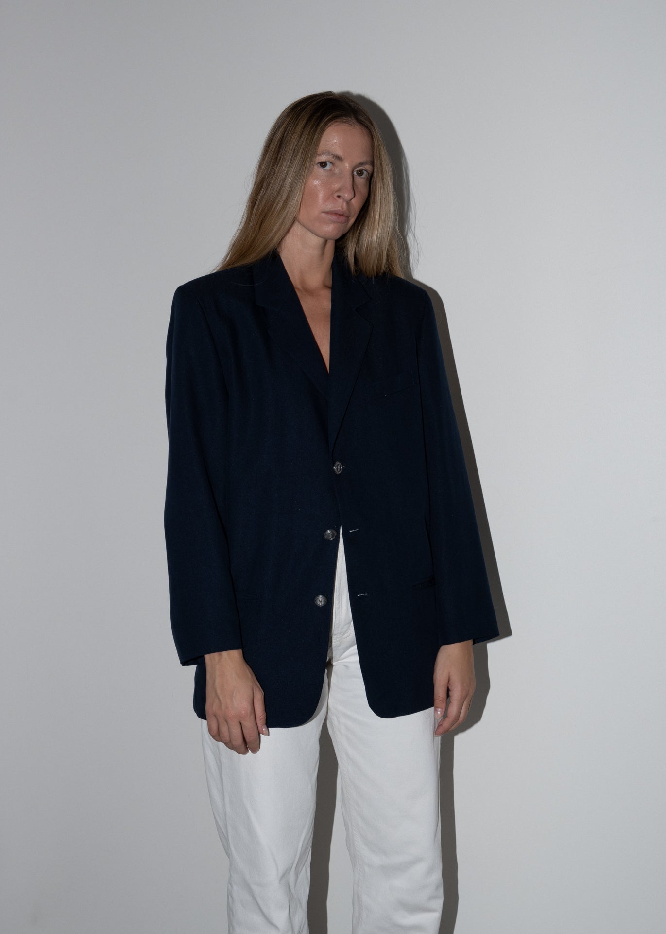 Vintage Navy Blue Oversized Blazer