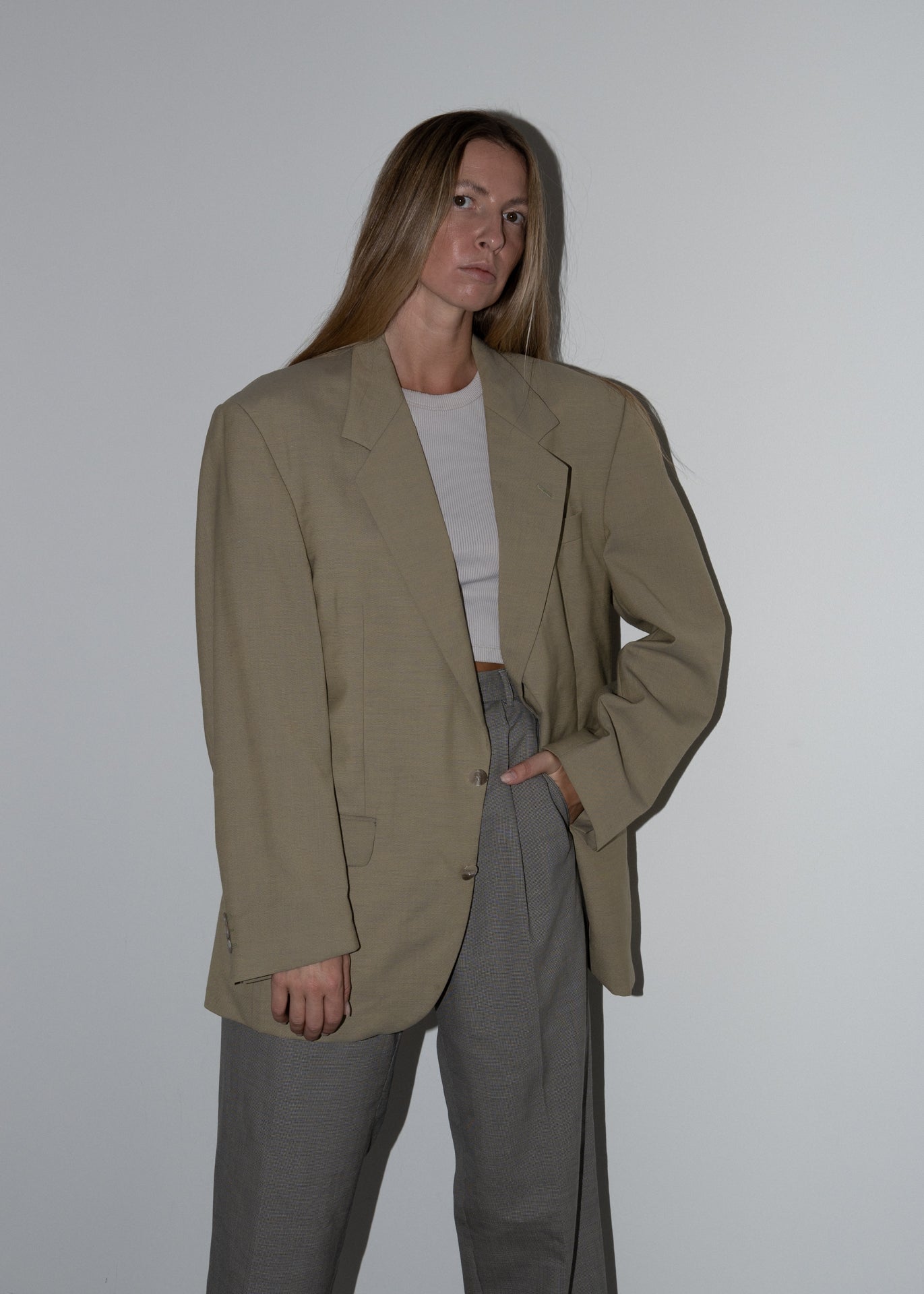 Vintage Beige Oversized Blazer