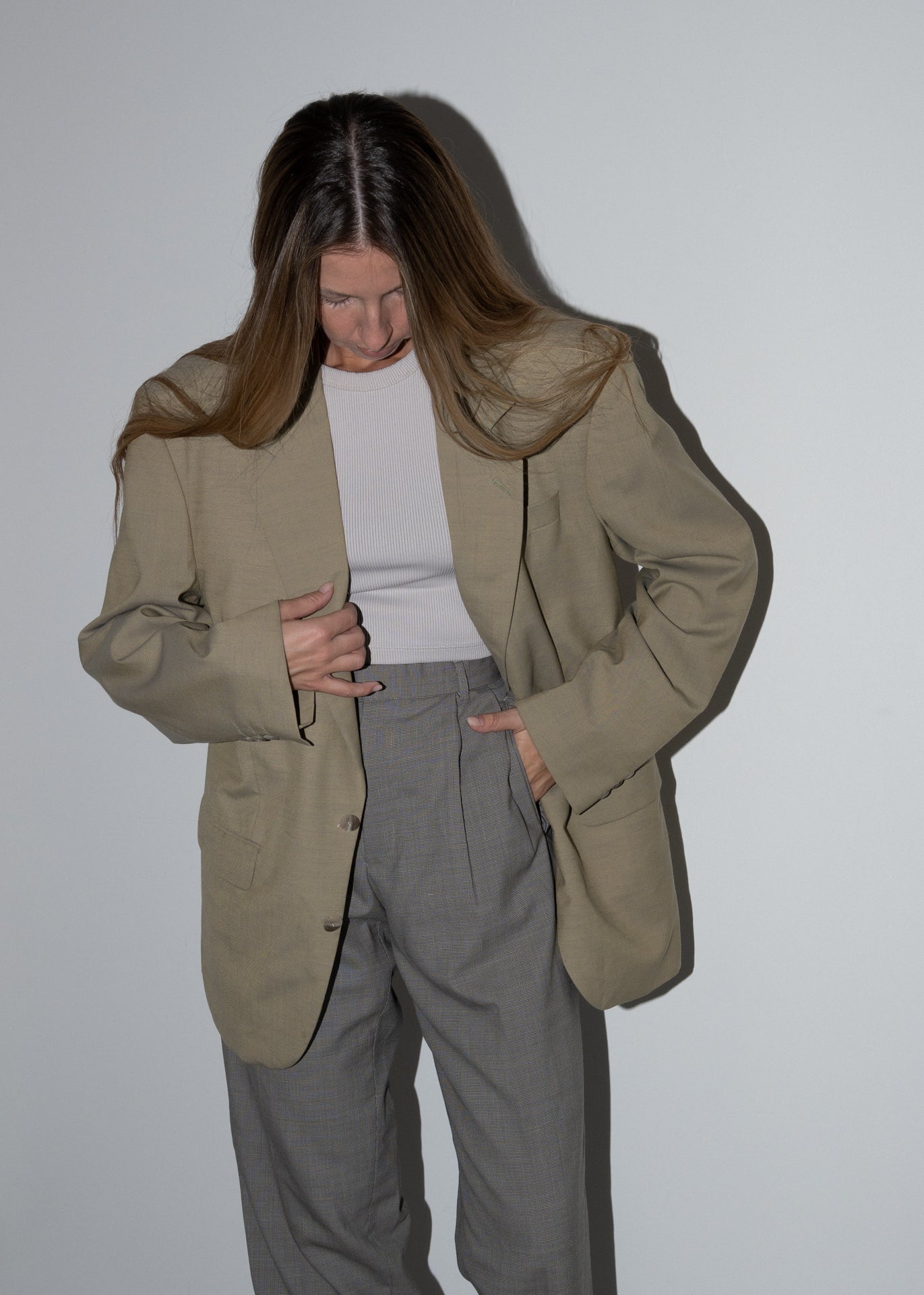 Vintage Beige Oversized Blazer