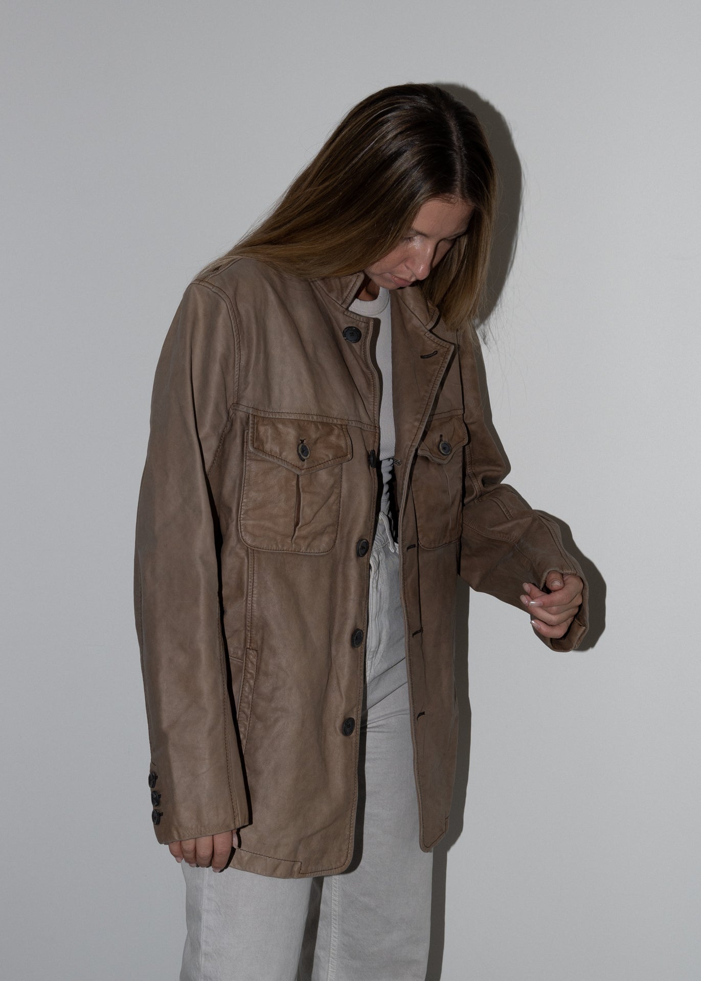 Vintage Brown Oversized Leather Jacket