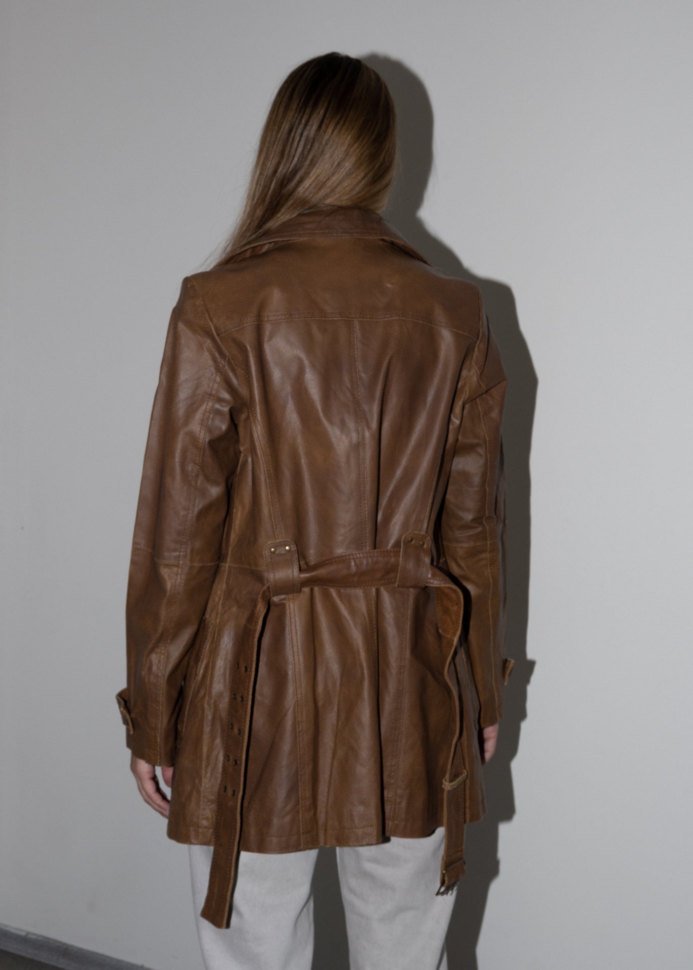 Vintage Brown Oversized Leather Jacket