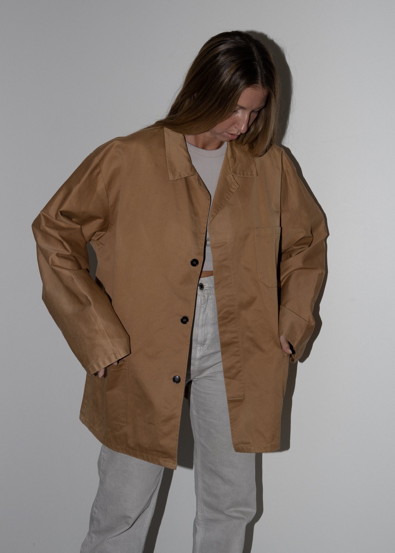 Vintage Brown Oversized Cotton Jacket