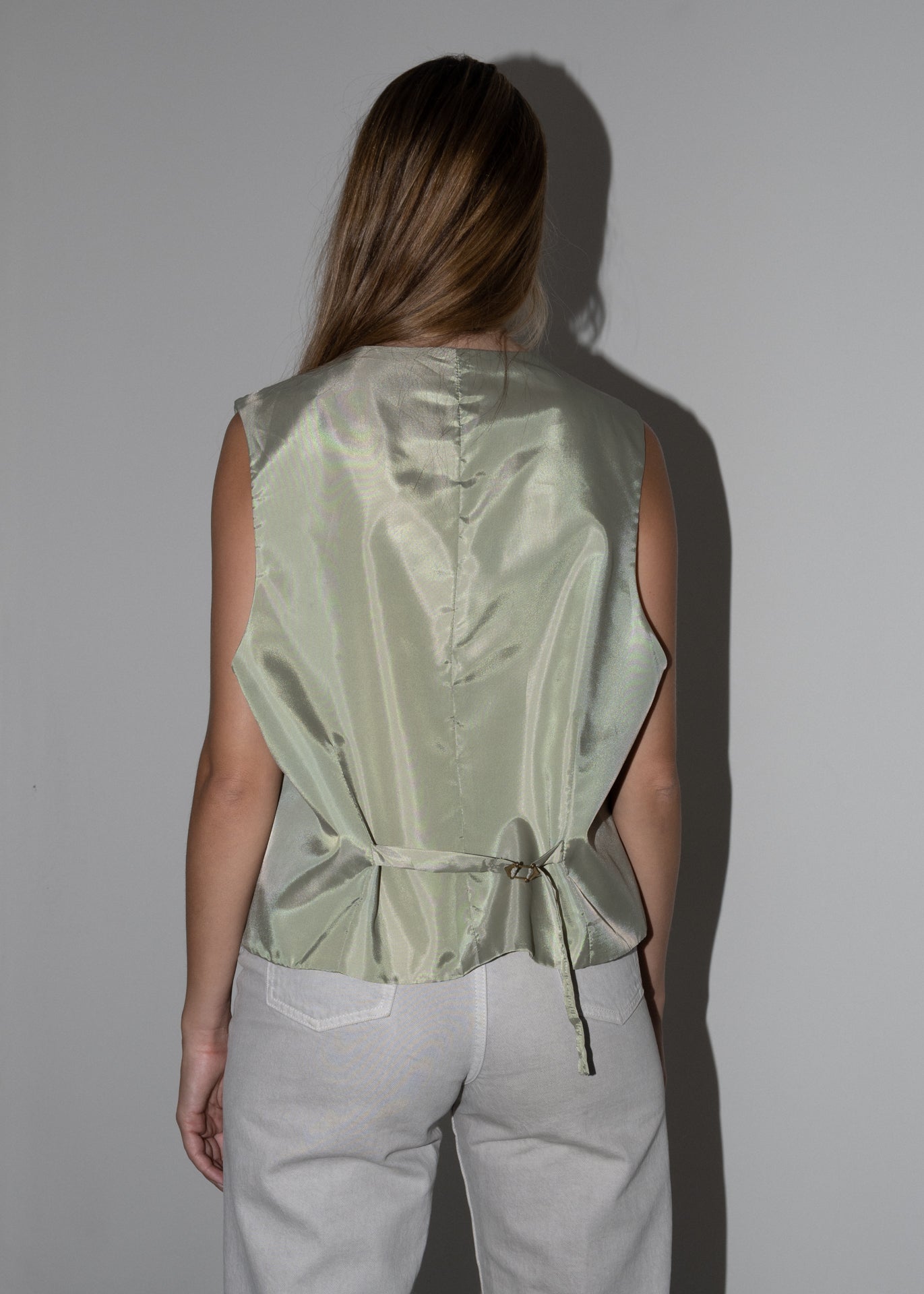 Vintage Oversized Vest In Sage Green