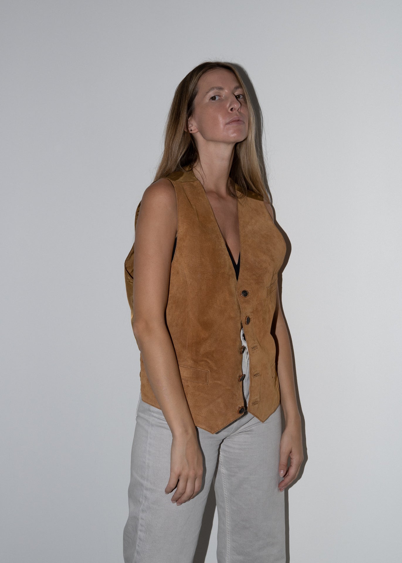 Vintage Brown Oversized Suede Vest