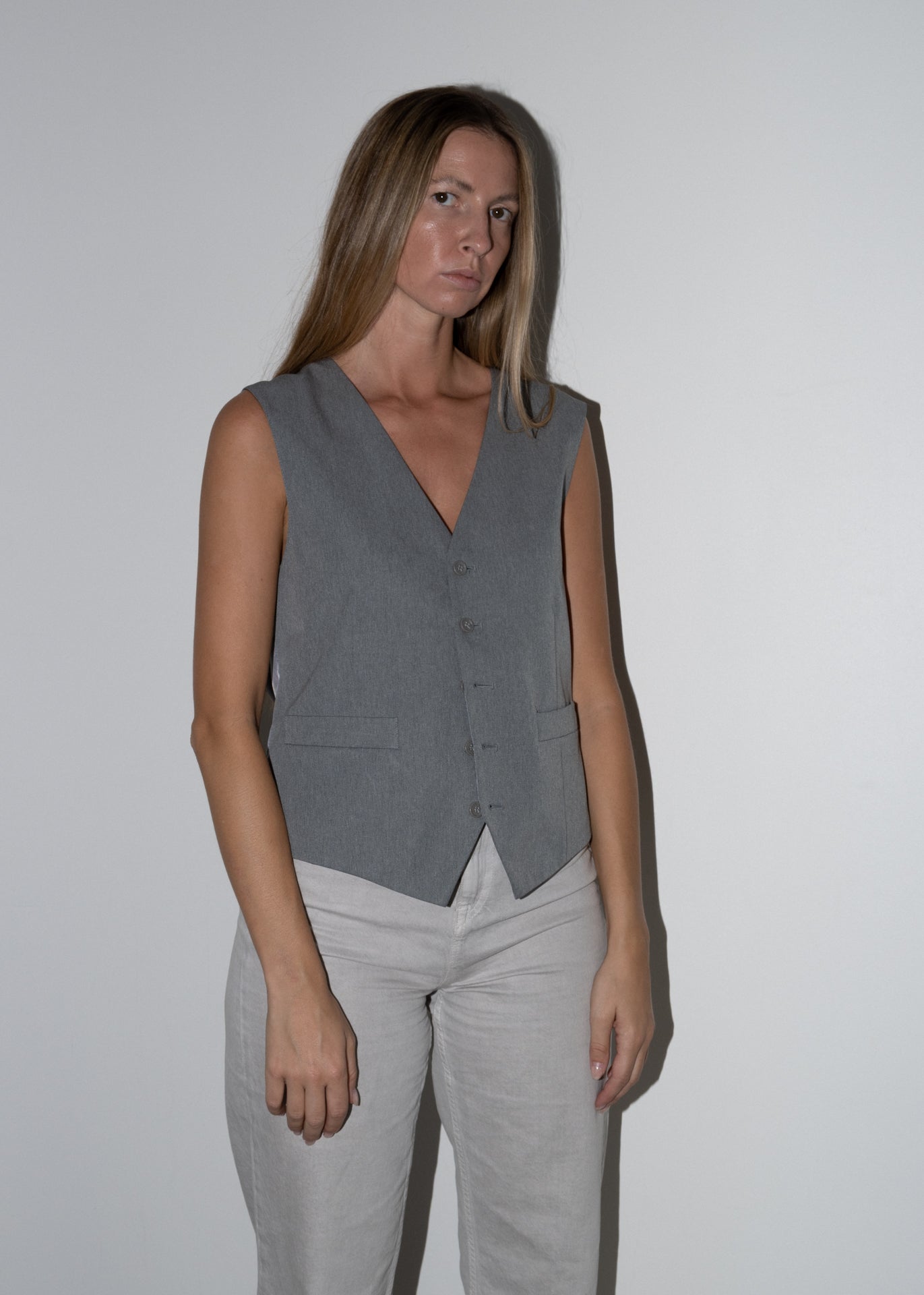 Vintage Light Grey Oversized Vest