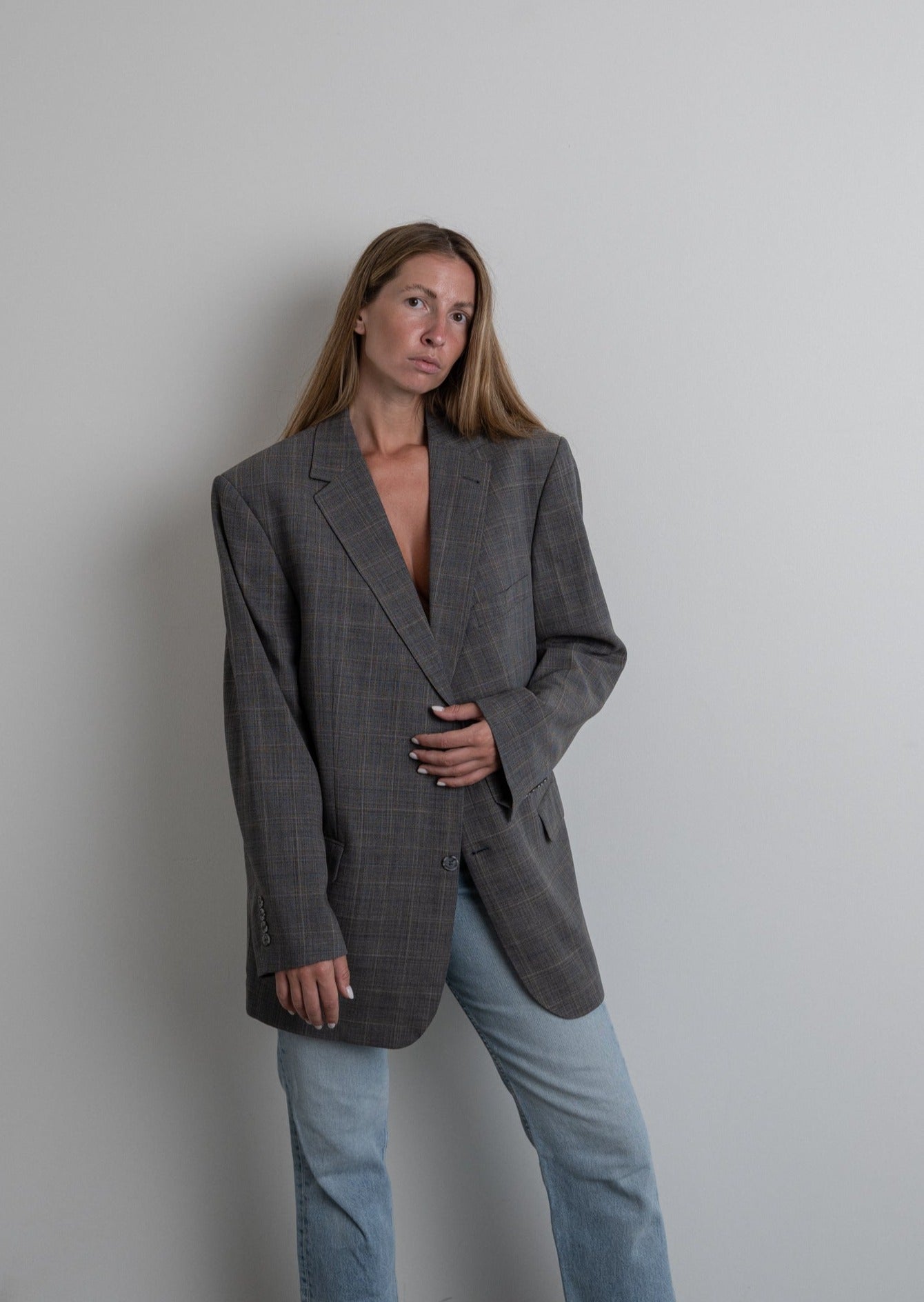 Vintage Grey Oversized Blazer