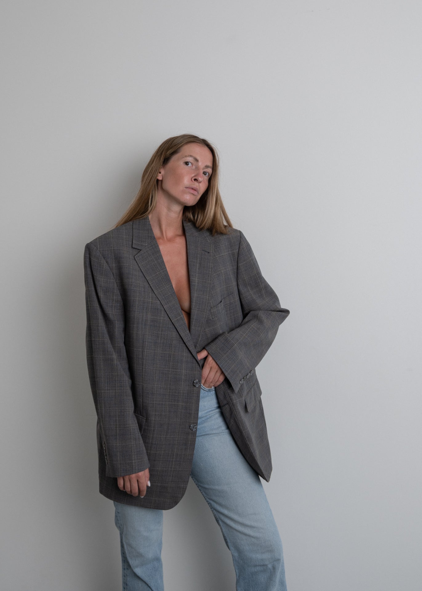 Vintage Grey Oversized Blazer