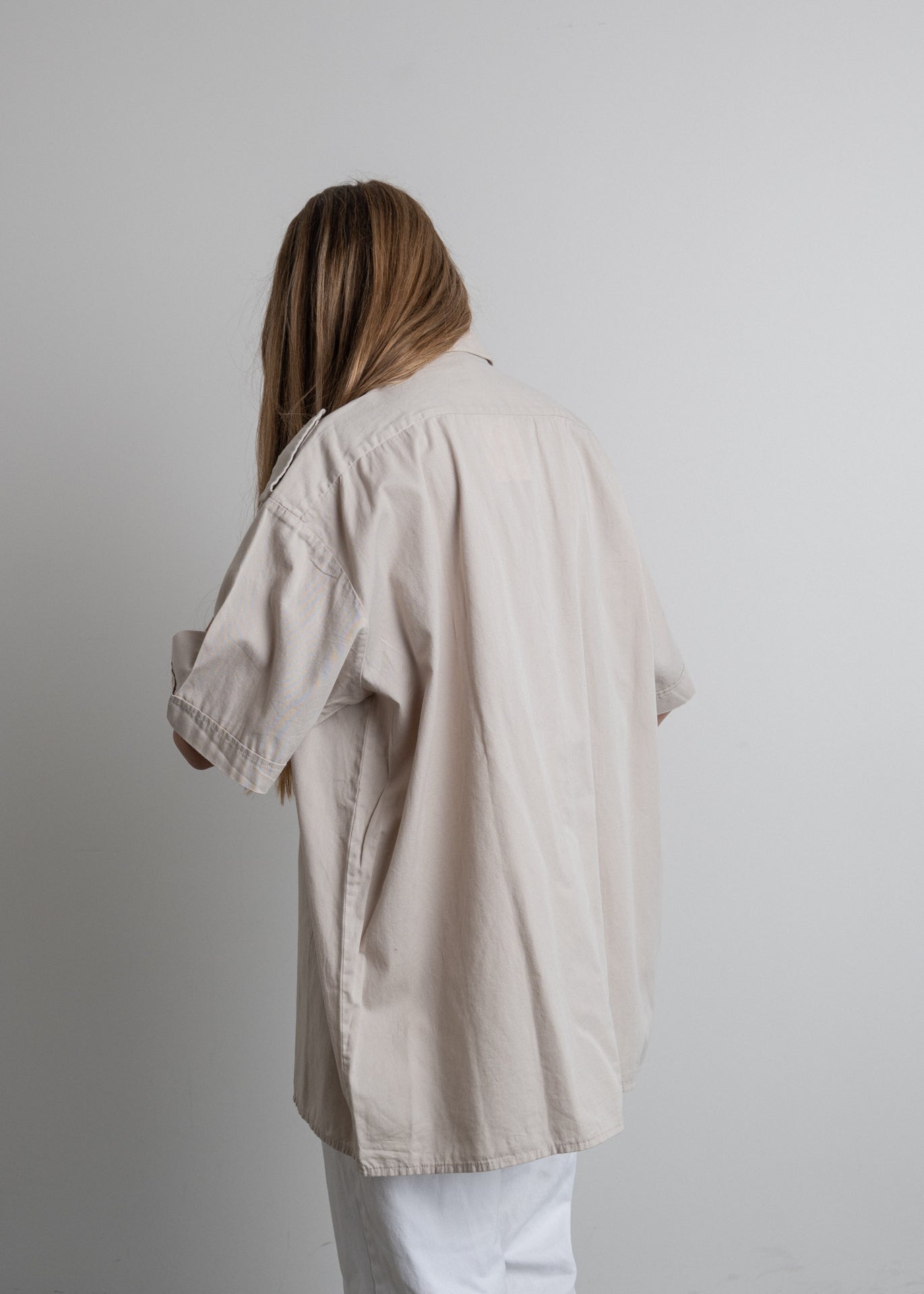 Vintage Beige Oversized Buttoned Shirt