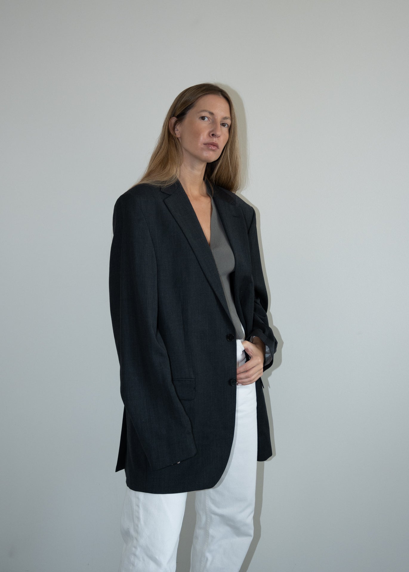 Vintage Dark Grey Oversized Blazer