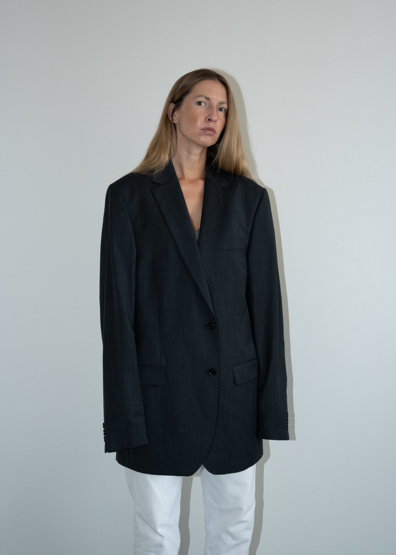 Vintage Dark Grey Oversized Blazer