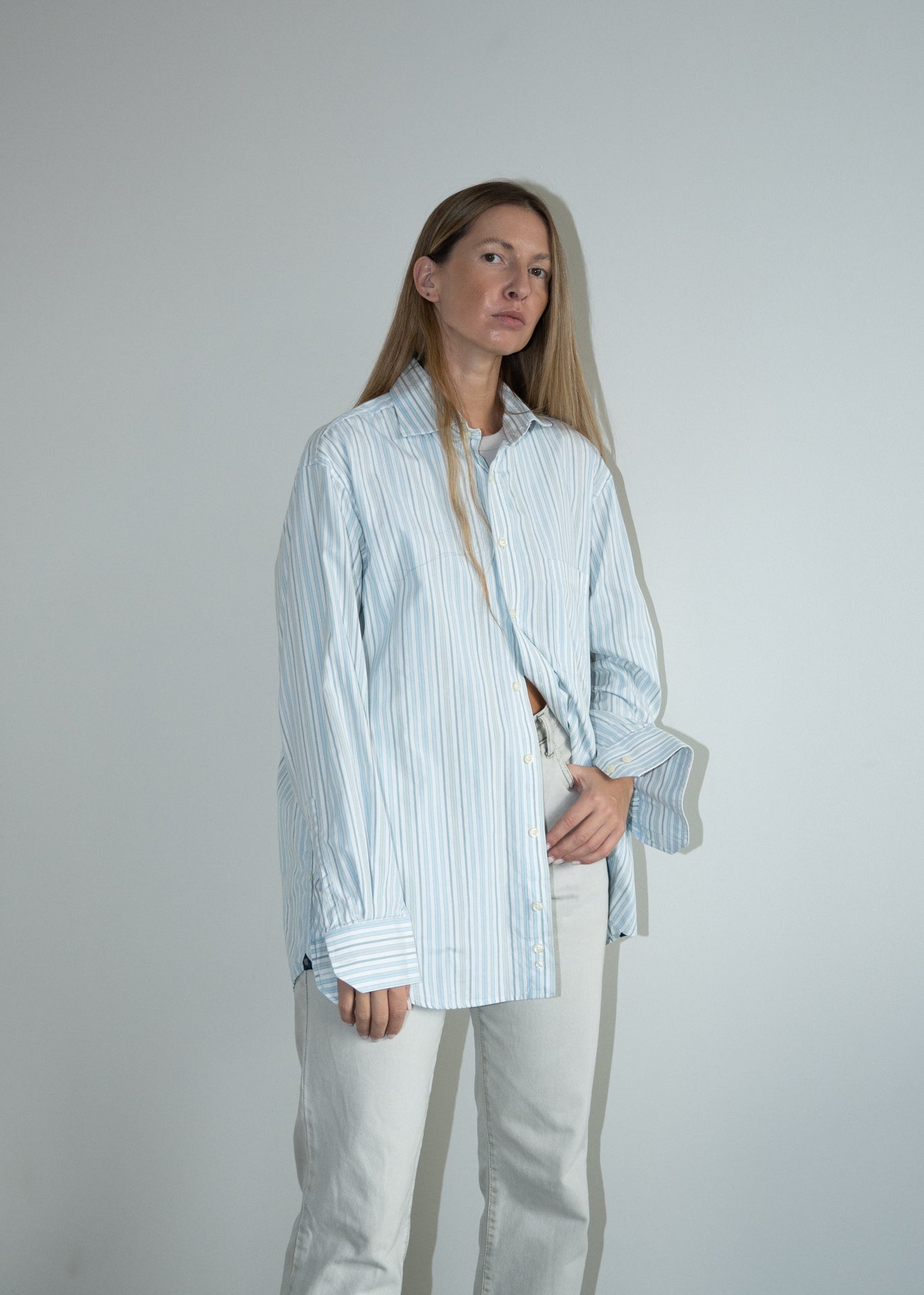 Vintage GANT White & Blue Stripy Oversized Shirt