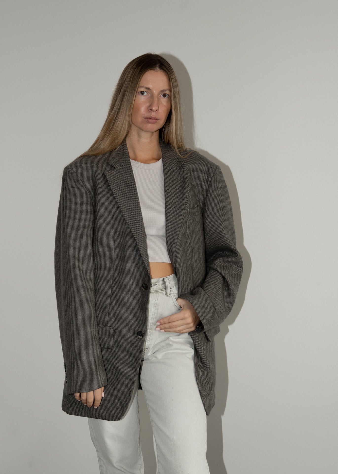 Vintage Dark Grey Oversized Blazer