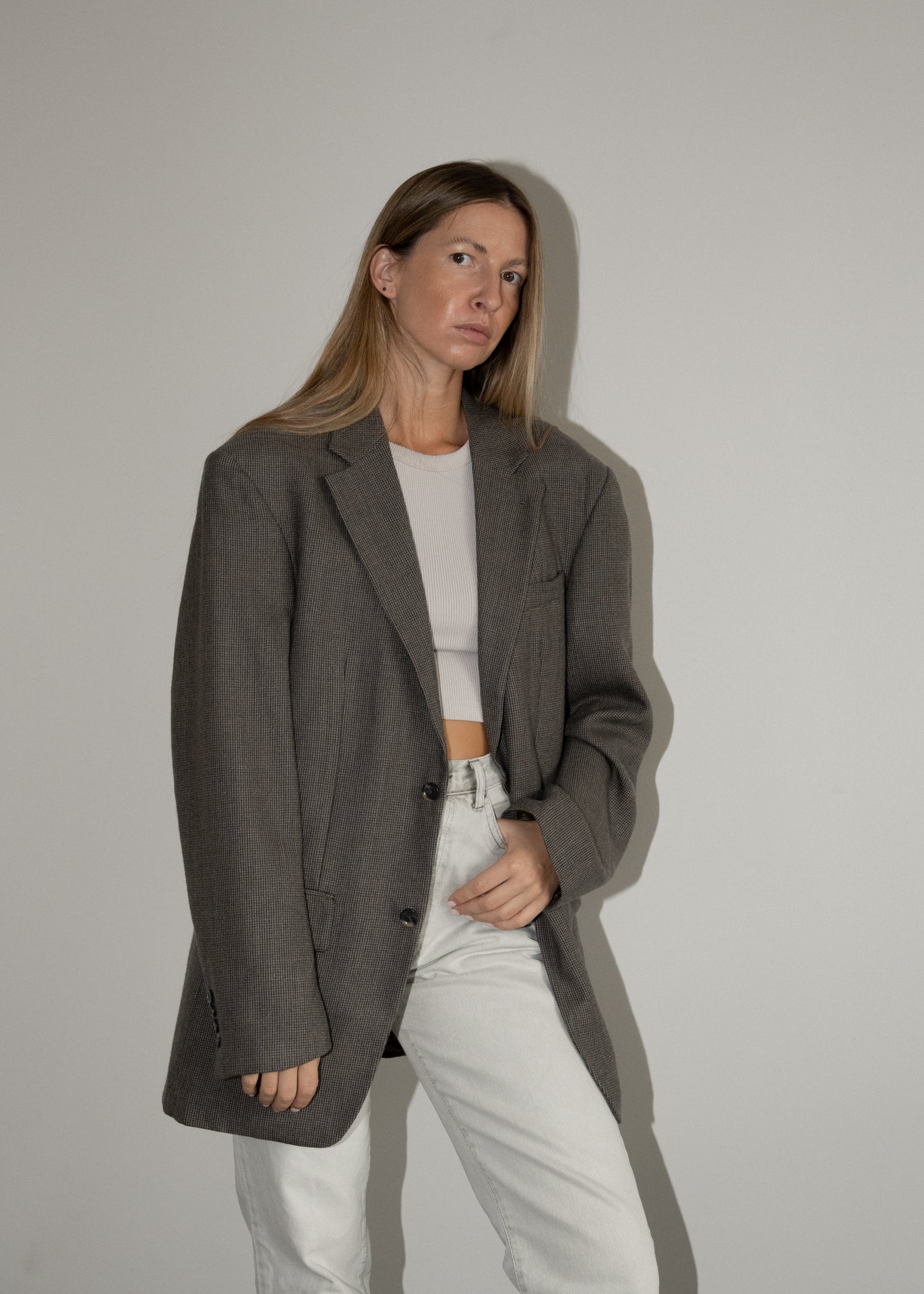 Vintage Dark Grey Oversized Blazer