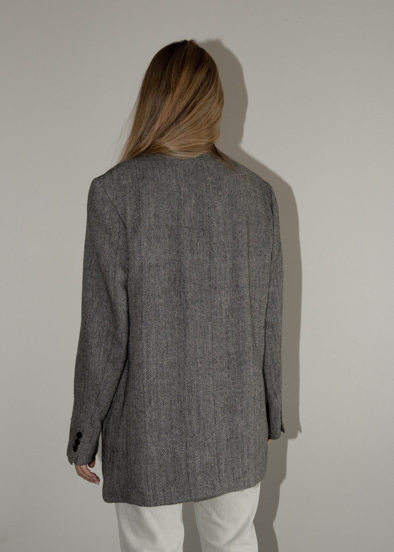 Vintage Grey Patterned Oversized Blazer