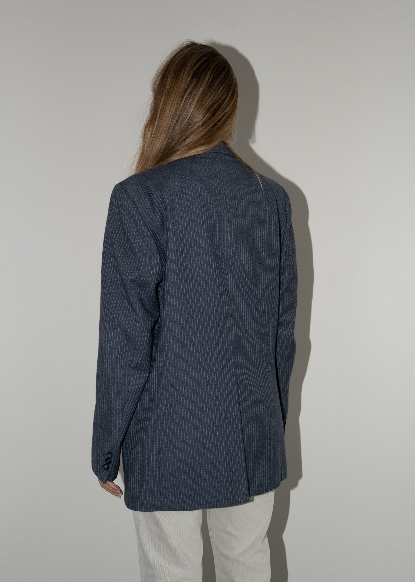 Vintage Blue Stripy Oversized Blazer