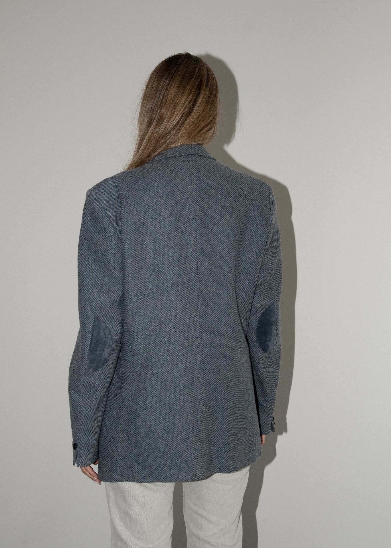 Vintage Light Blue Oversized 100% Wool Blazer