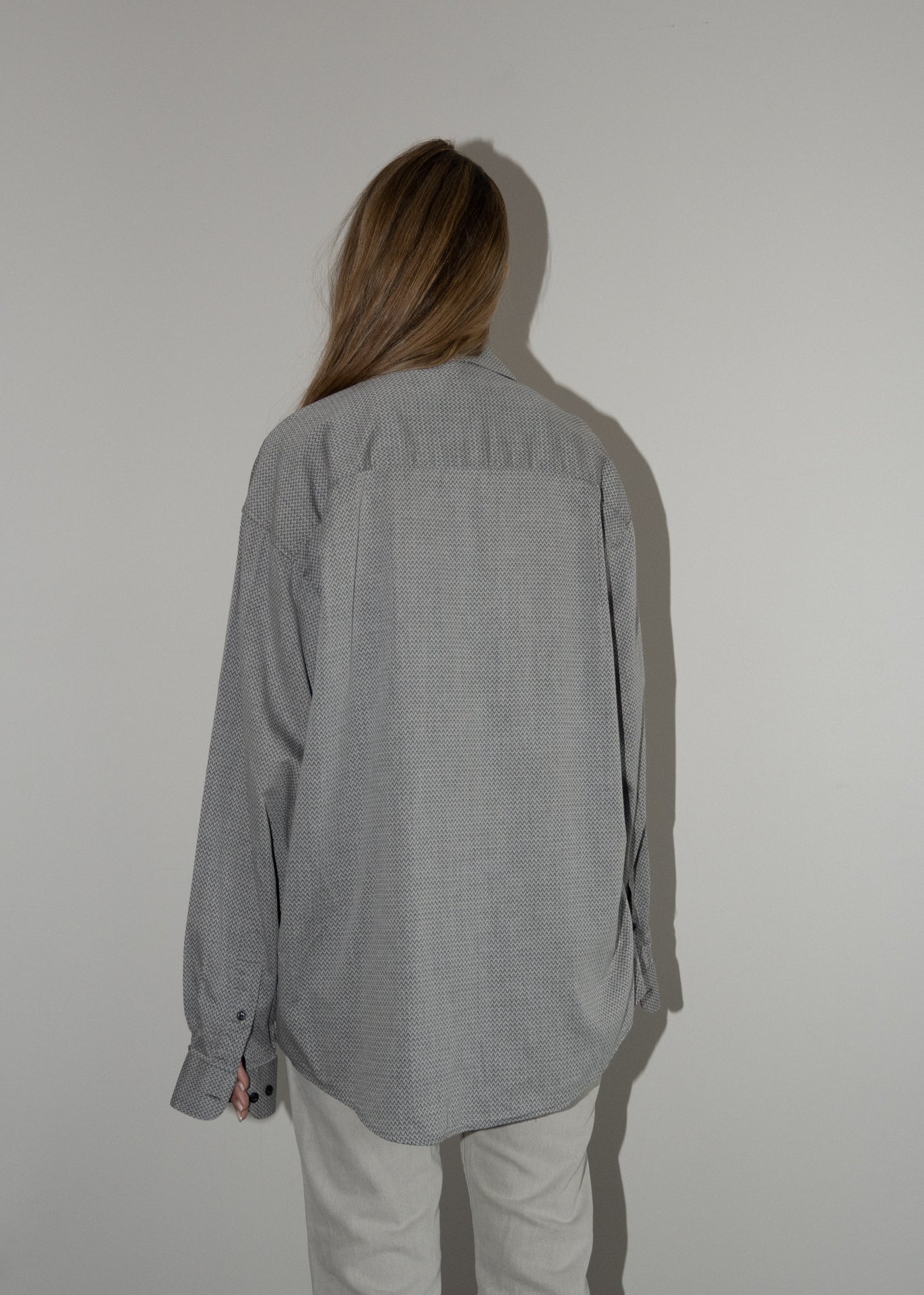 Vintage Grey Oversized Patterned Shirt