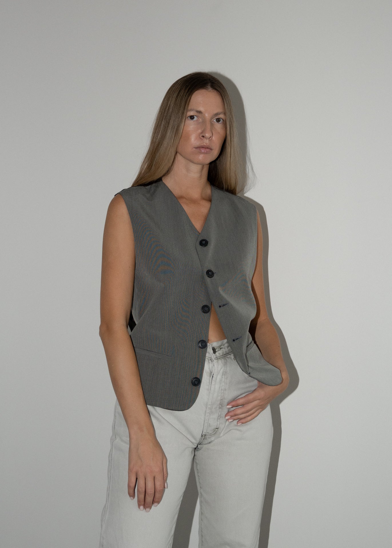 Vintage Grey Oversized Vest