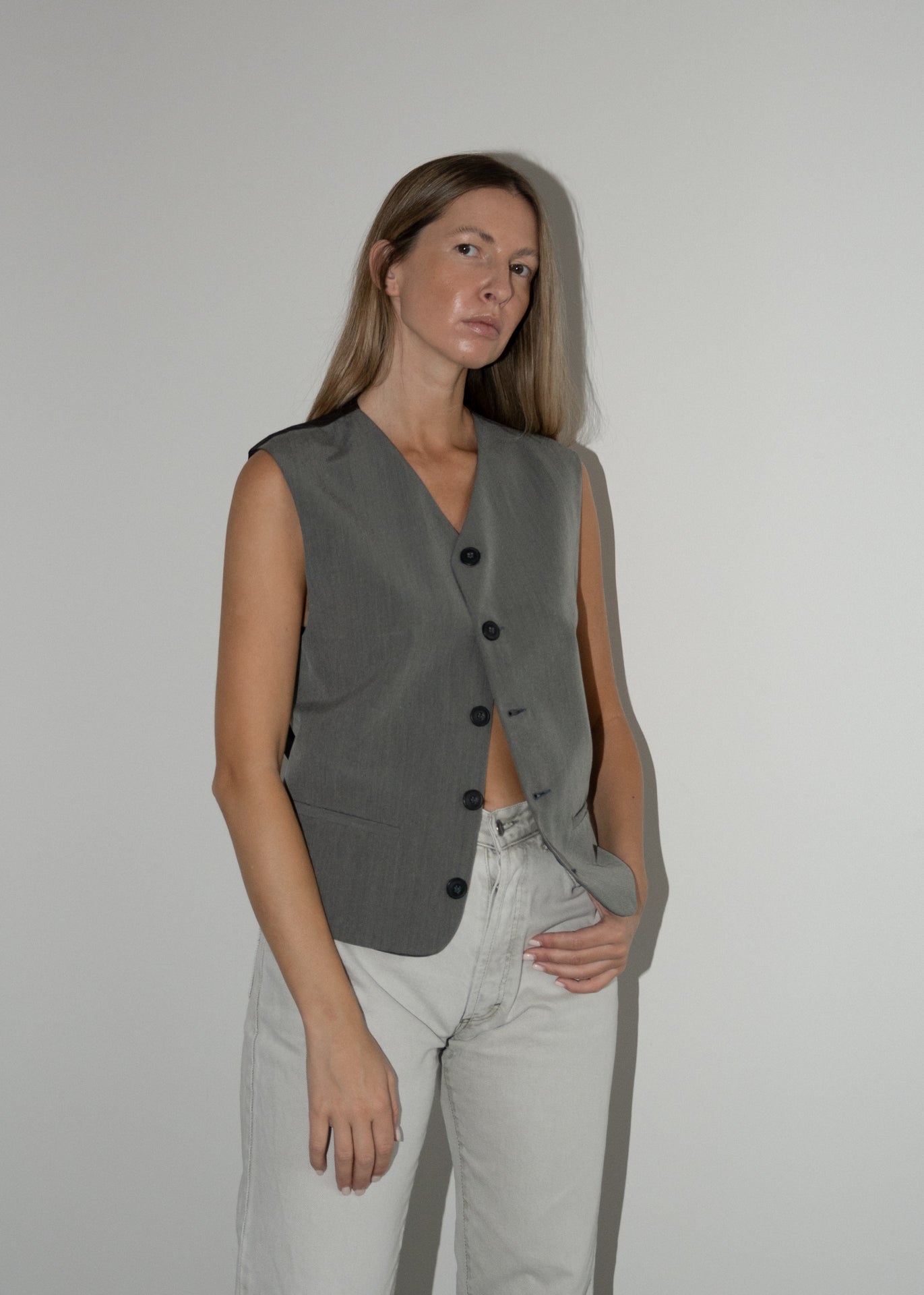 Vintage Grey Oversized Vest