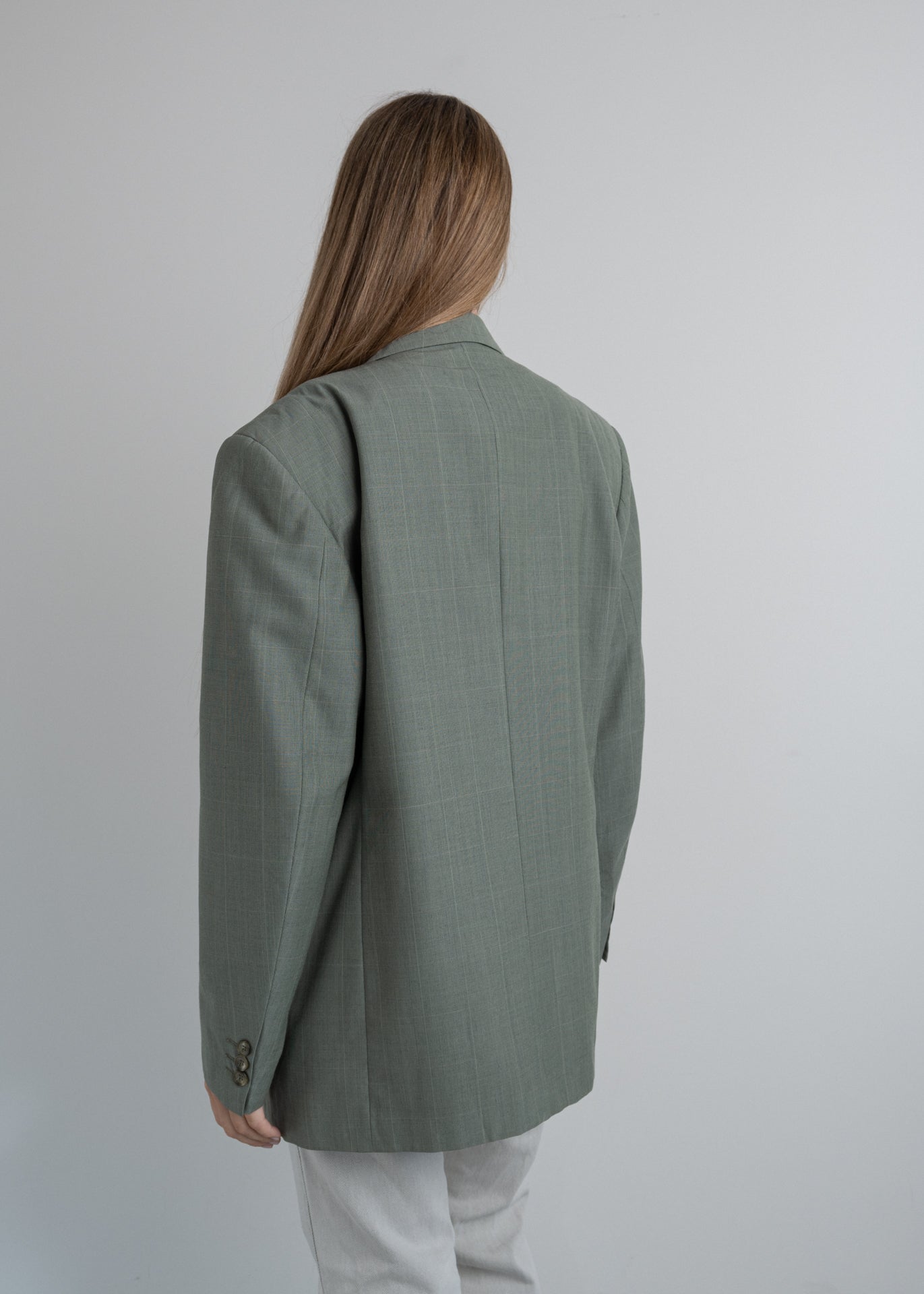 Vintage Green Checked Oversized Blazer