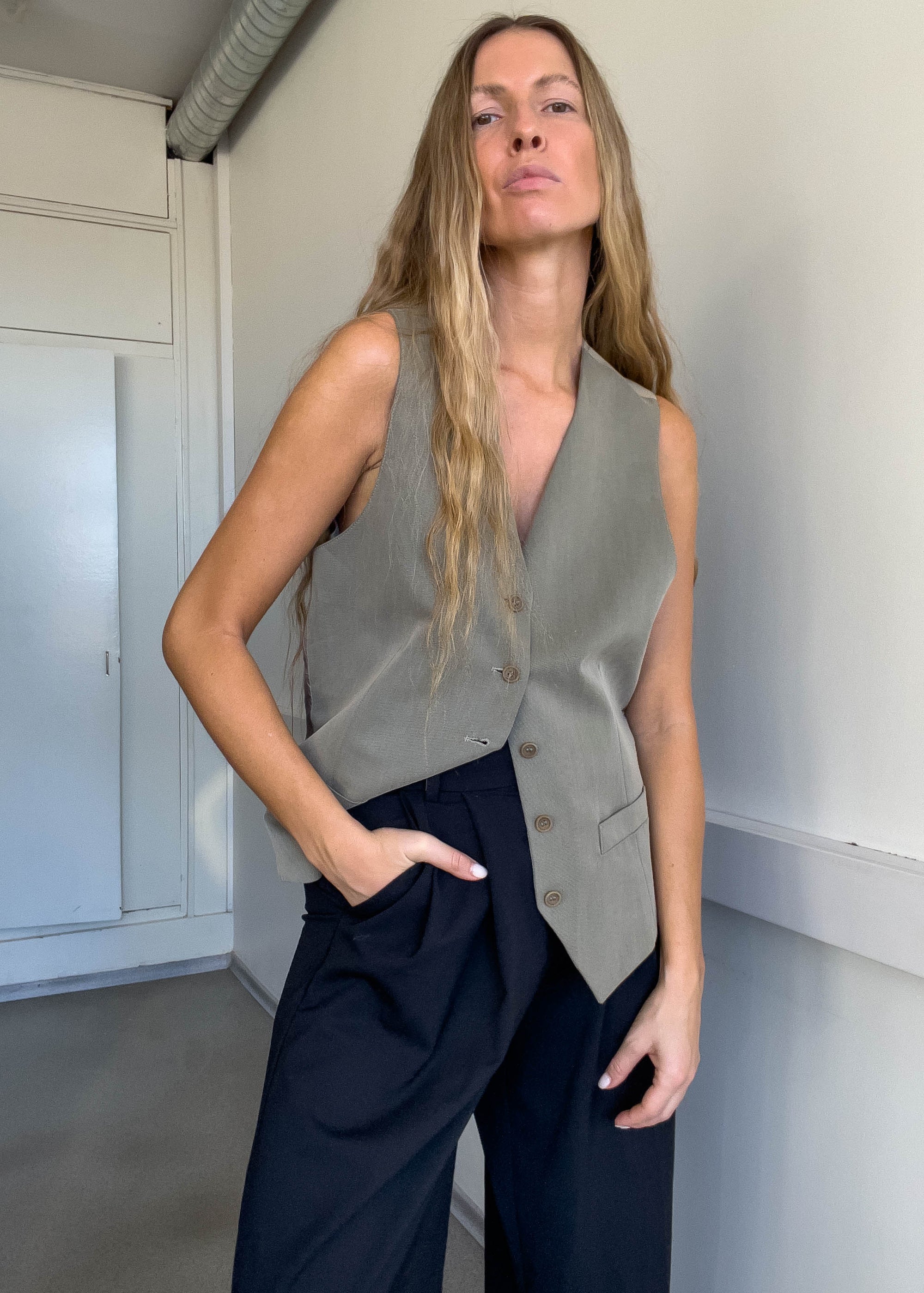 Vintage Grey Oversized Vest