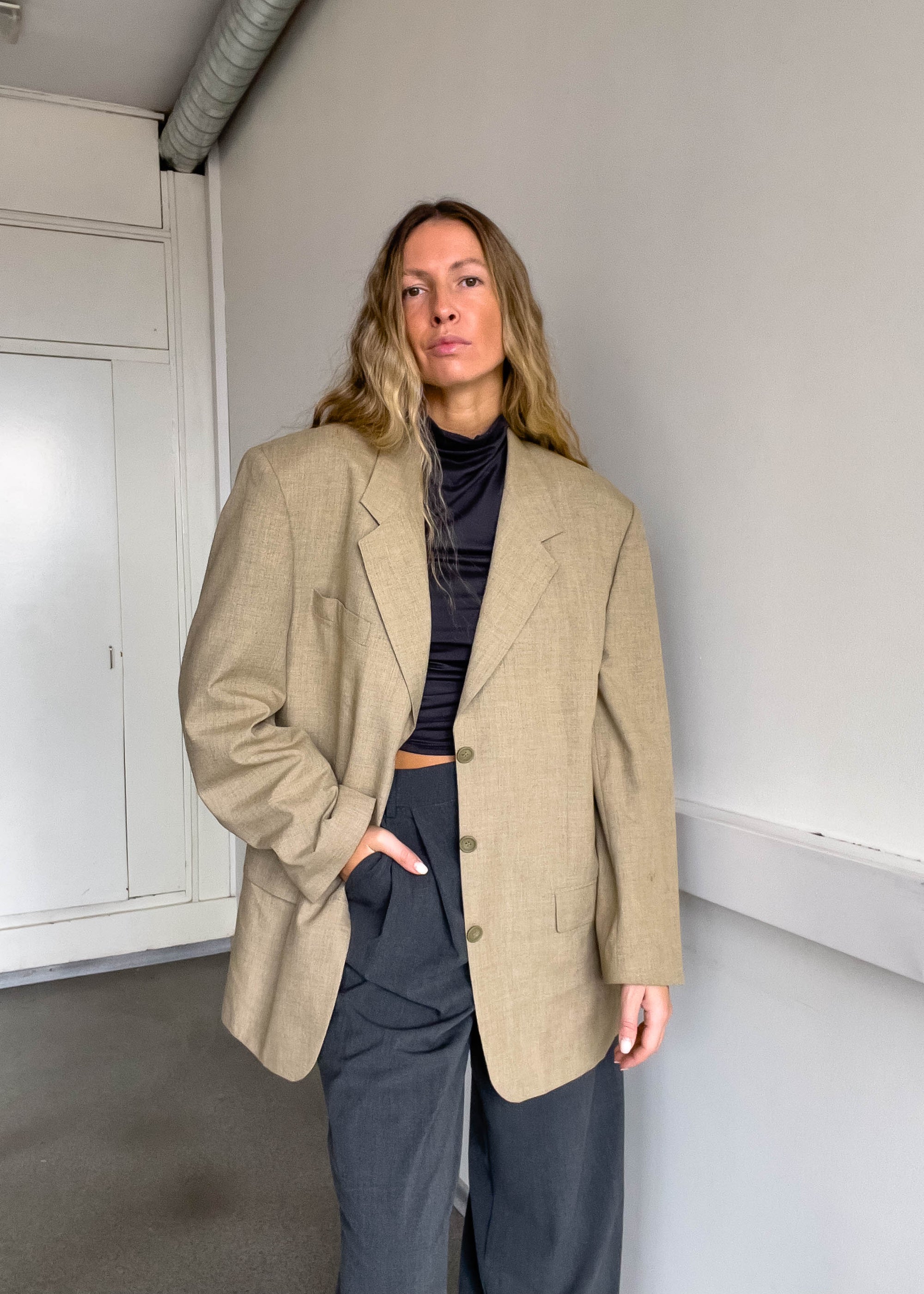 Vintage Light Brown Oversized Blazer