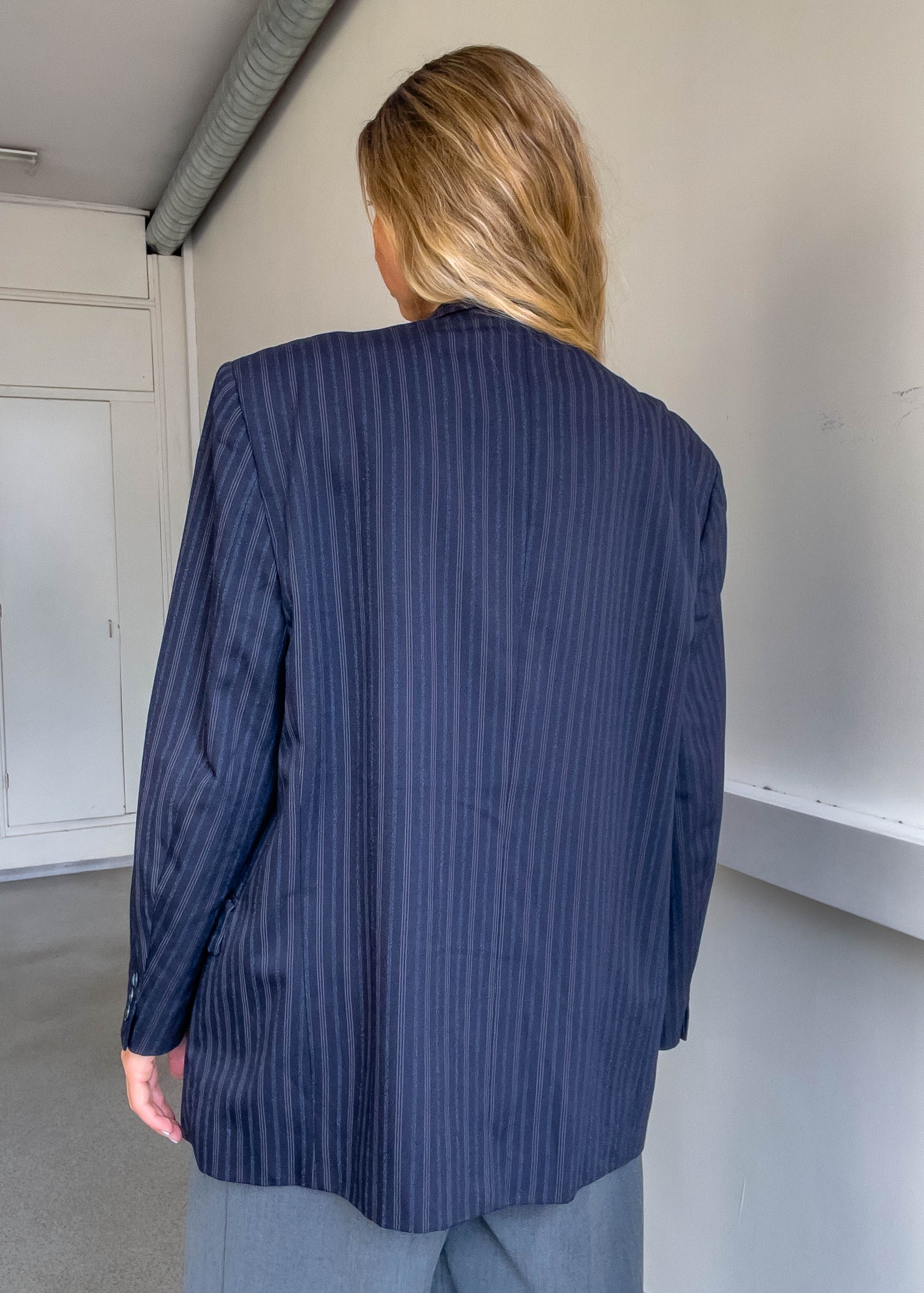 Vintage Blue Oversized Double Breasted Blazer