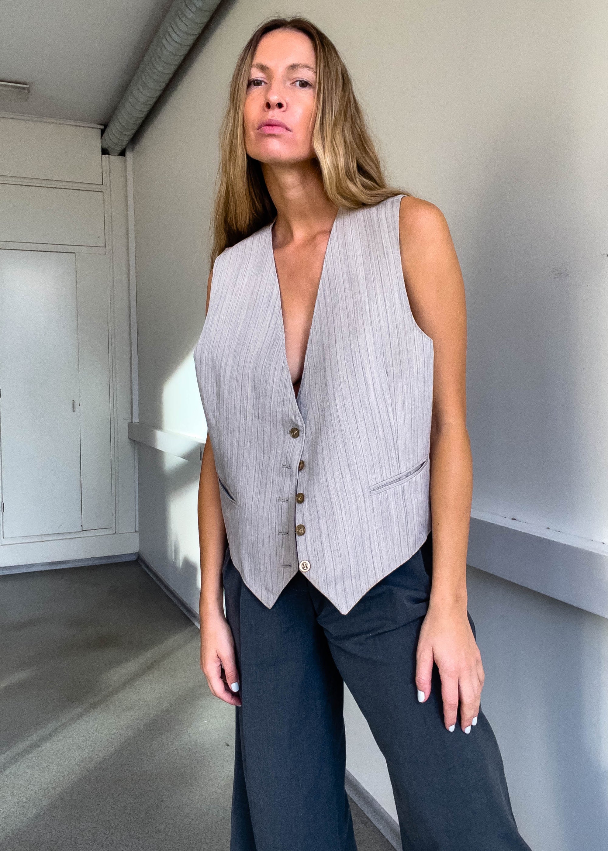 Vintage Grey Oversized Vest