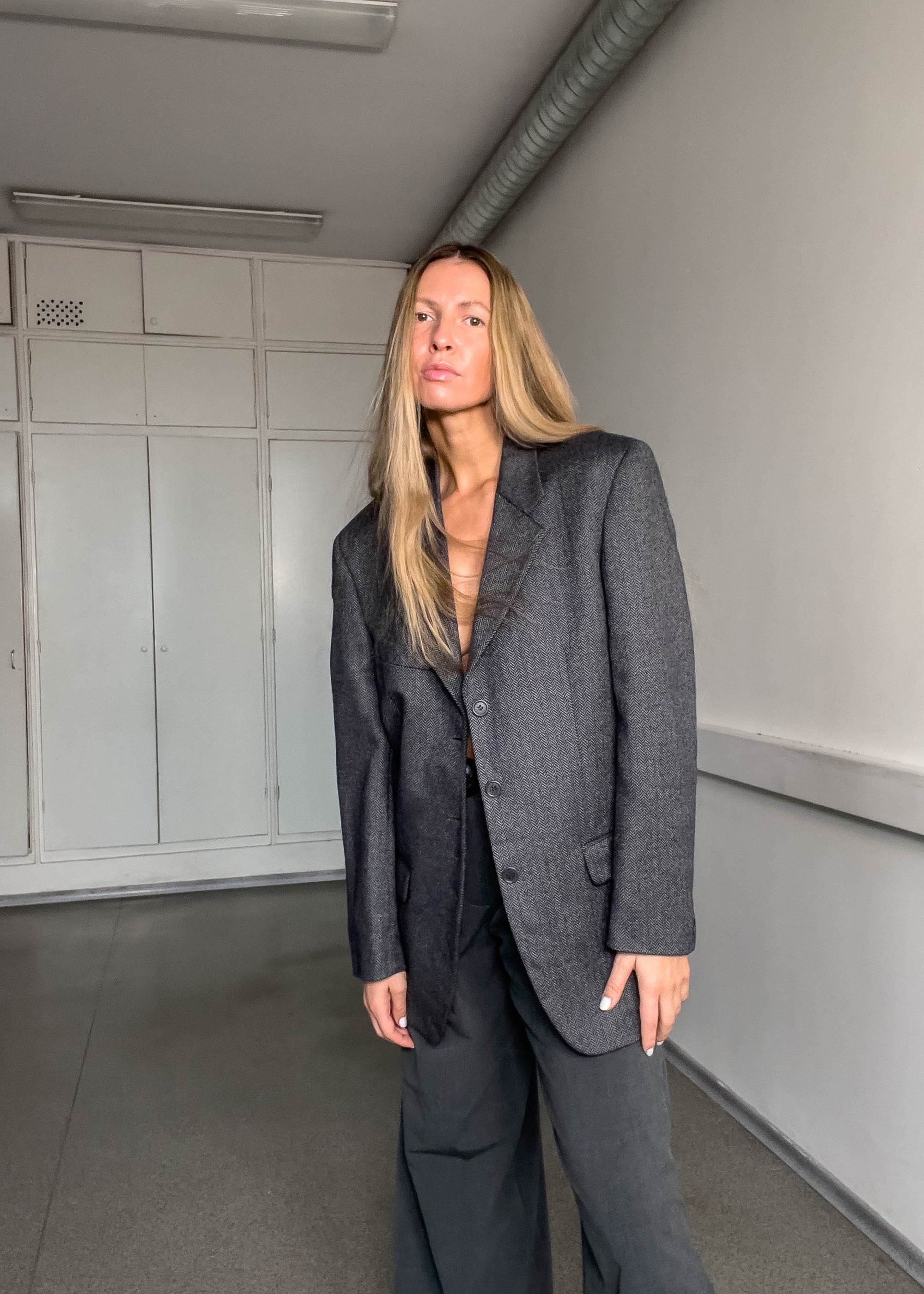 Vintage Grey Oversized Blazer