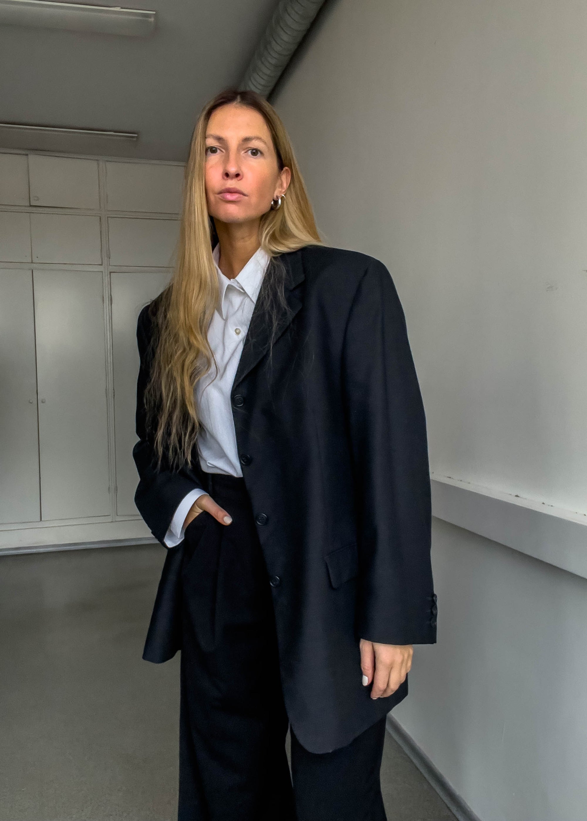 Vintage Dark Grey Oversized Blazer