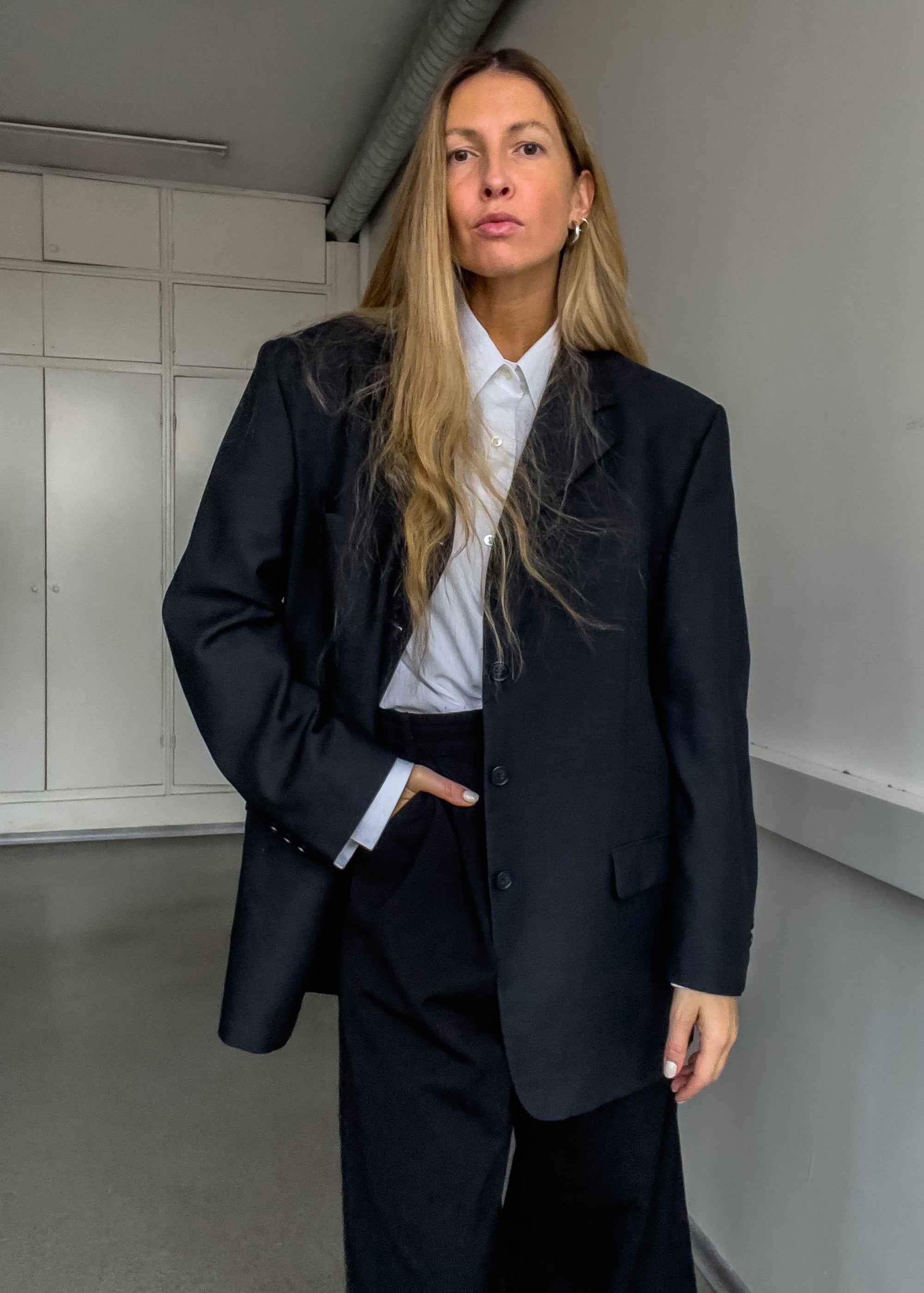 Vintage Dark Grey Oversized Blazer