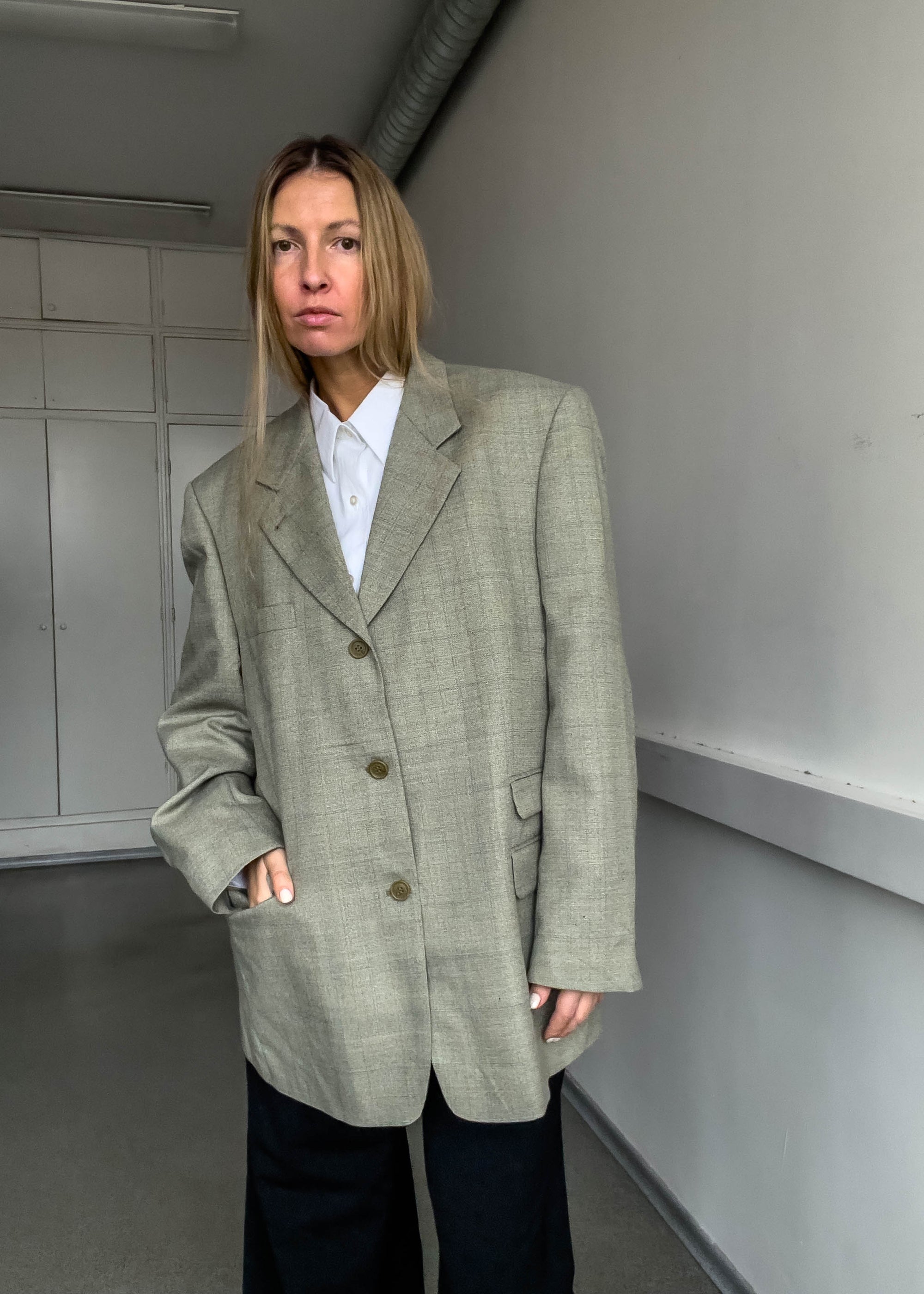 Vintage Checked Oversized Blazer