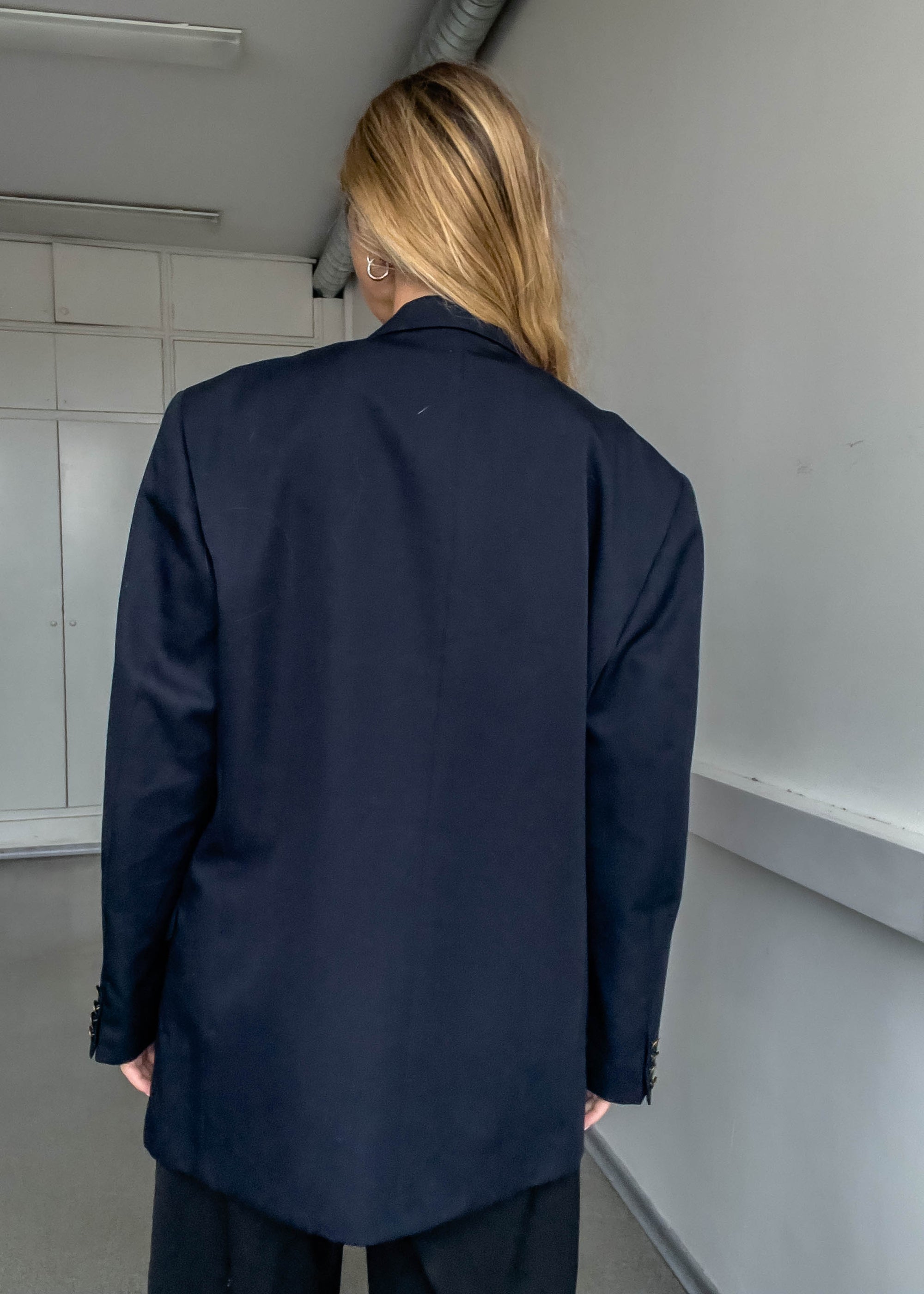 Vintage Navy Blue Oversized Blazer