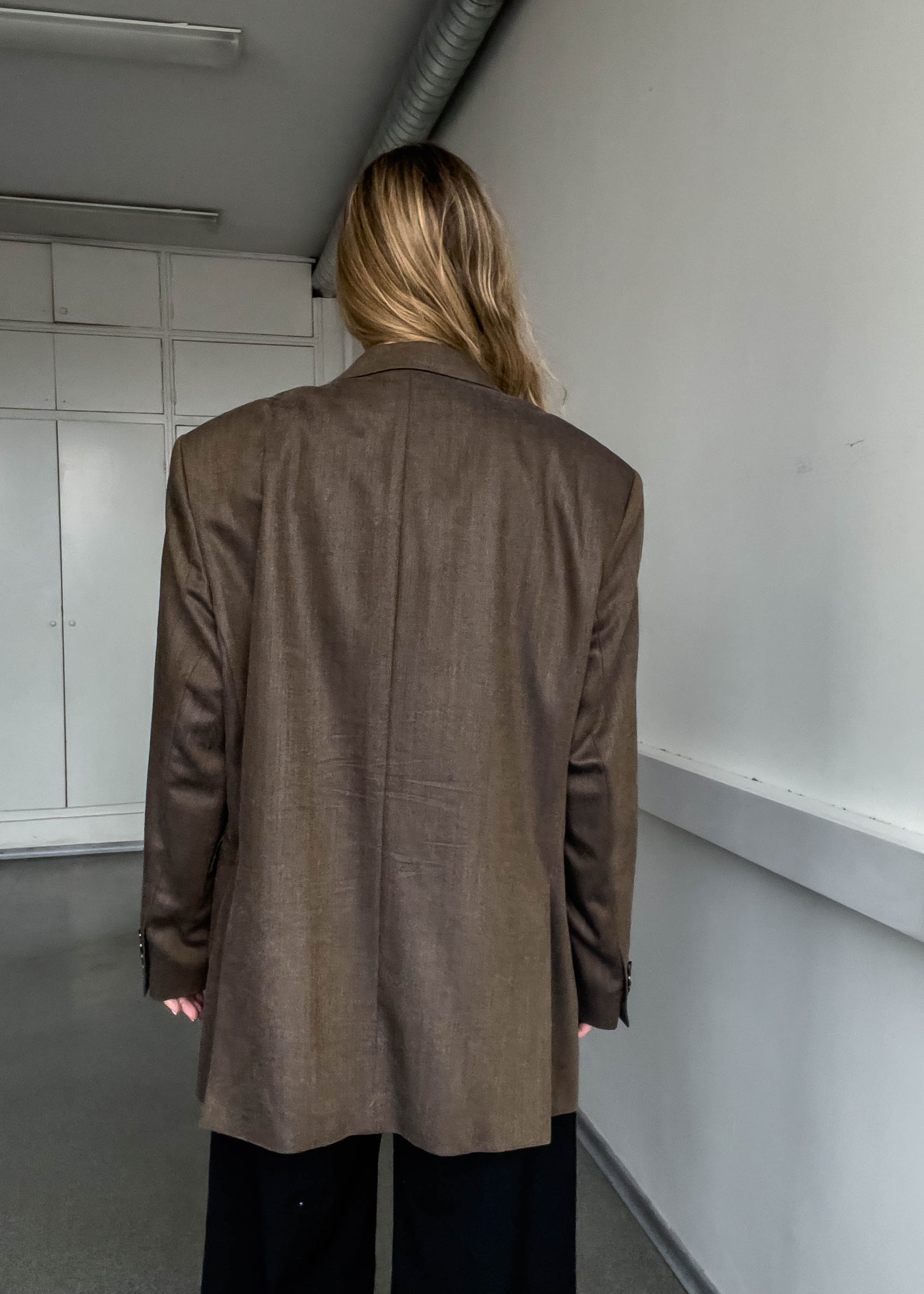 Vintage Brown Oversized Silk Blazer