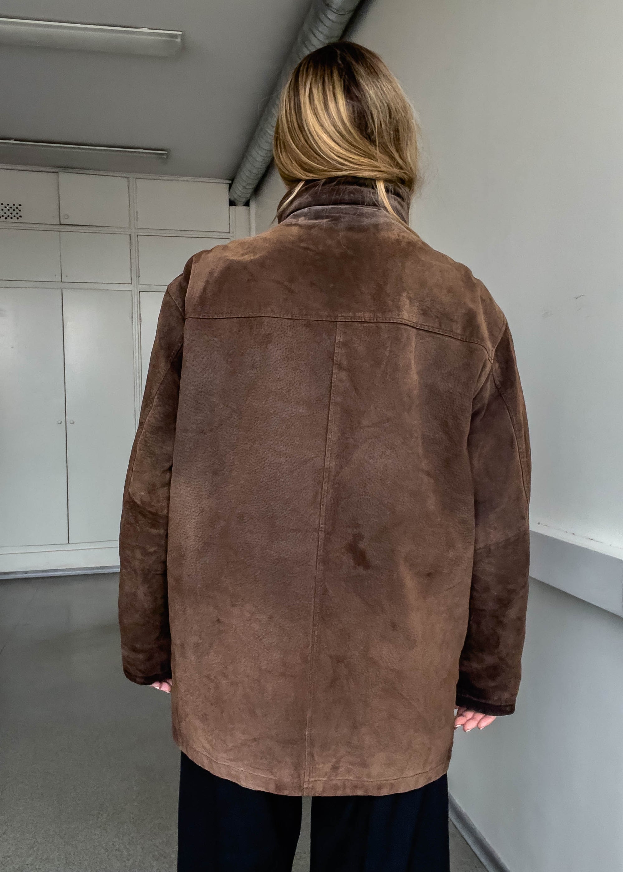 Vintage Brown Oversized Suede Jacket